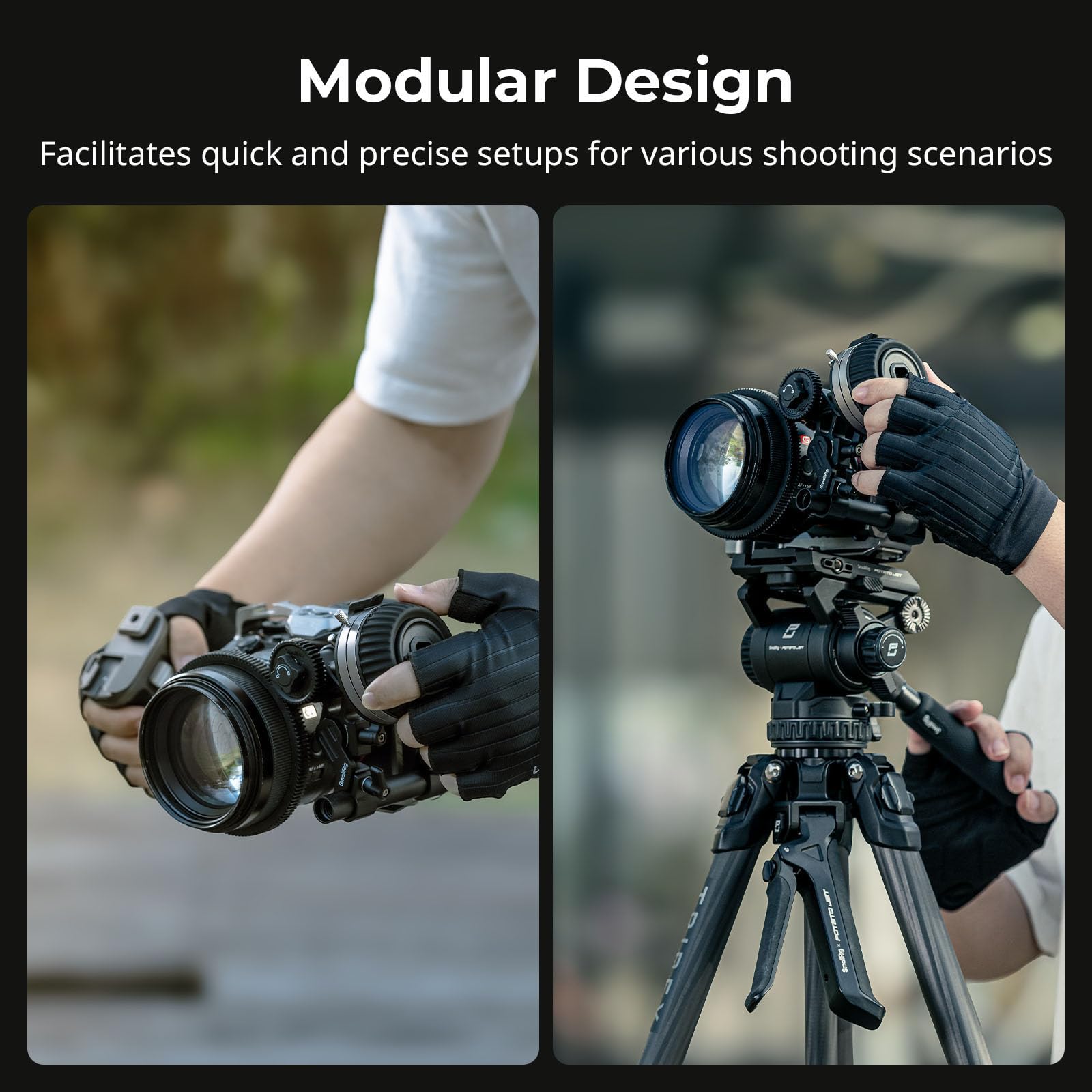 SMALLRIG Follow Focus F50 4745 Levier d'amortissement dynamique en continu et arrêts A/B avec tige de serrage 15 mm pour appareil photo reflex numérique Sony FE/FE C et Canon
