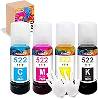 Vista 1 de Koala 522 - Botellas de repuesto de tinta compatibles con impresoras Eco-Tank ET-2800 ET-4800 ET-2720 ET-2803 ET-2760 ET-2800 ET-4700 T522, 4
