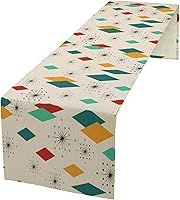 Vista 1 de Camino de mesa de mediados de siglo, moderno patrón atómico absctract geométrico retro de los años 1950 y 1960 S para decoración de mesa del hogar