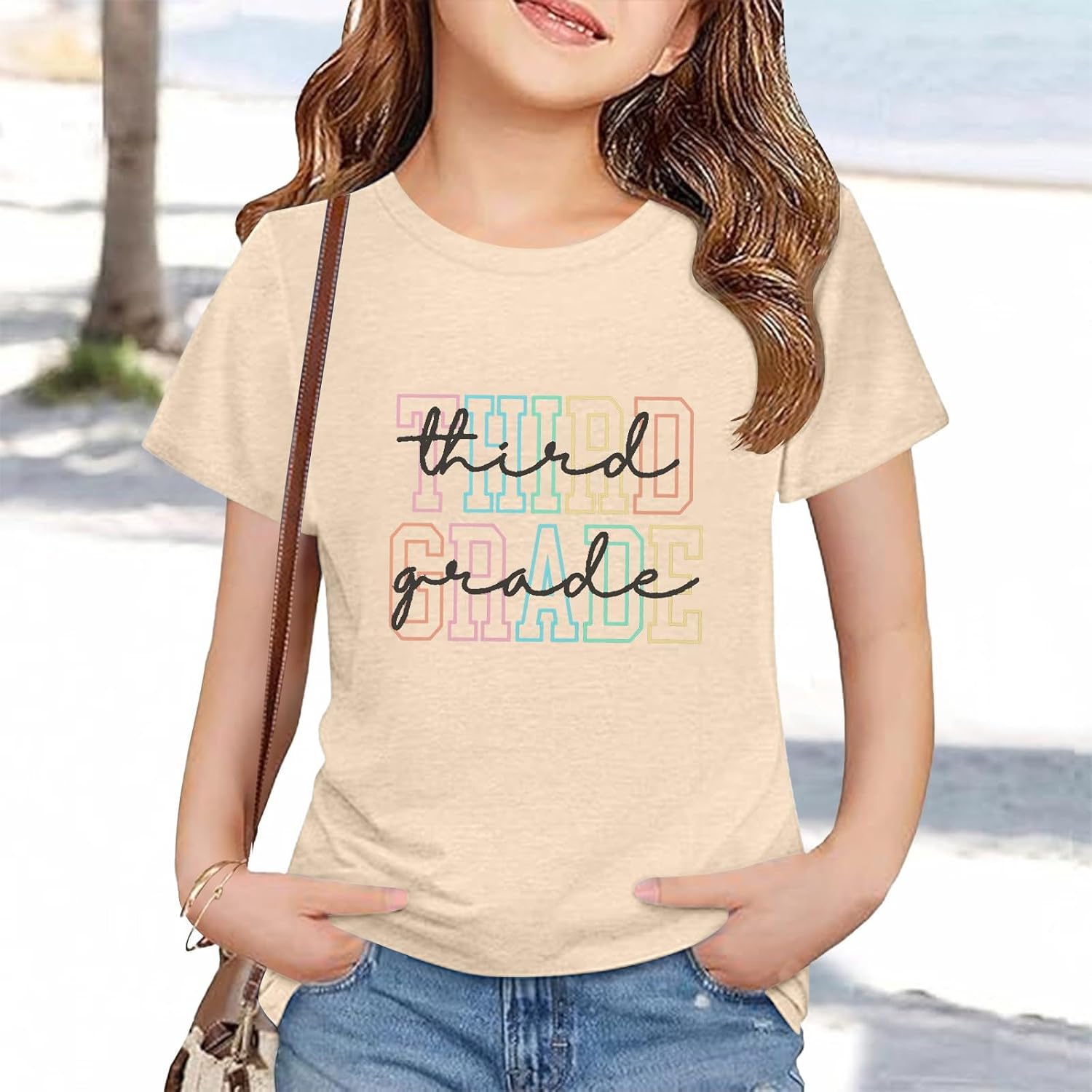 Back to School Third Grade Shirt for Boys Girls First Day of School Outfit Cute Letter Prints Crew Neck Short Sleeve