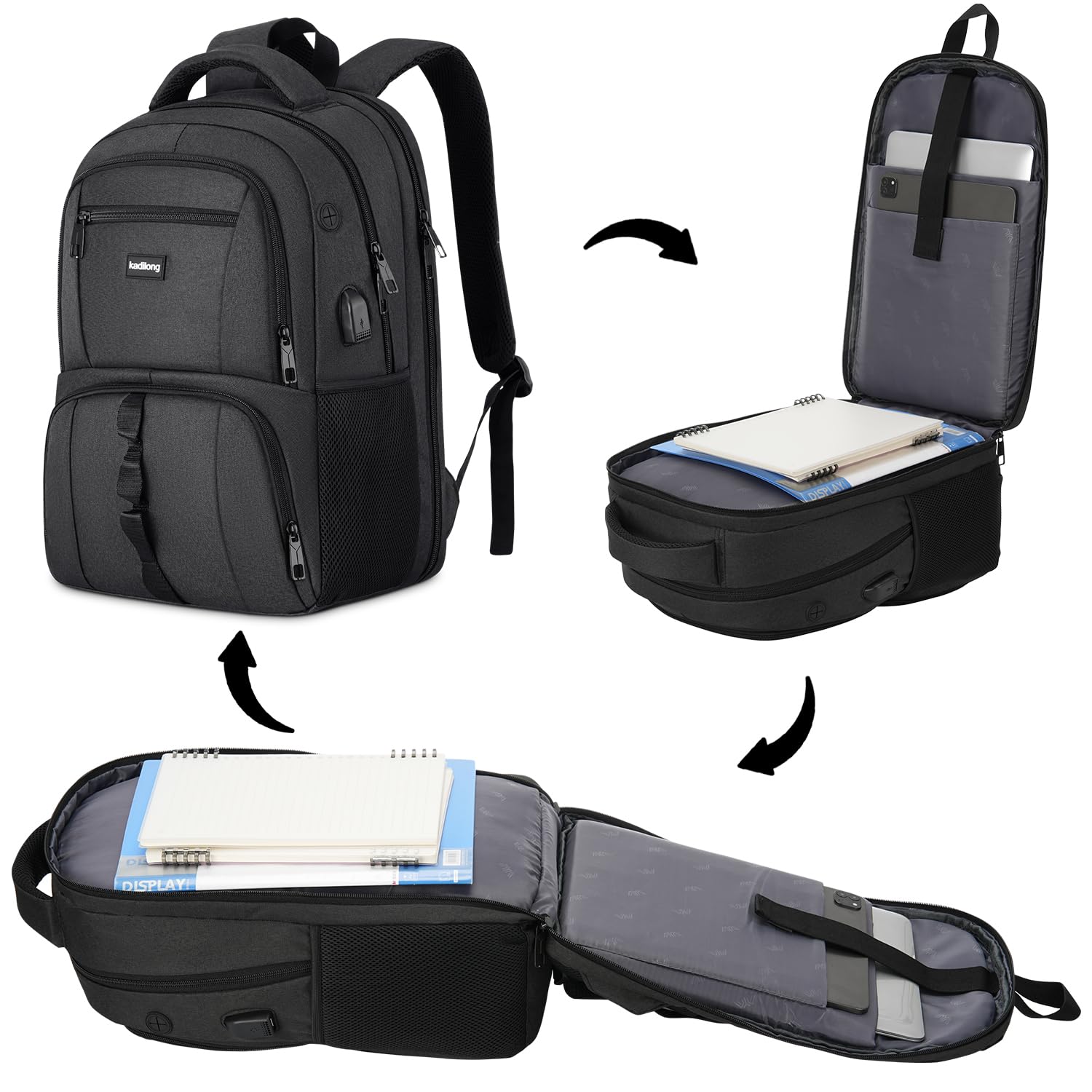 Laptop Backpack for Men Women,College School Bookbags Computer Bag Gift for Teenage Boys Girls,Business Travel Back Pack Anti Theft with USB Charging Port Fits 15.6 Inch Notebook,Water Resistant : Electronics
