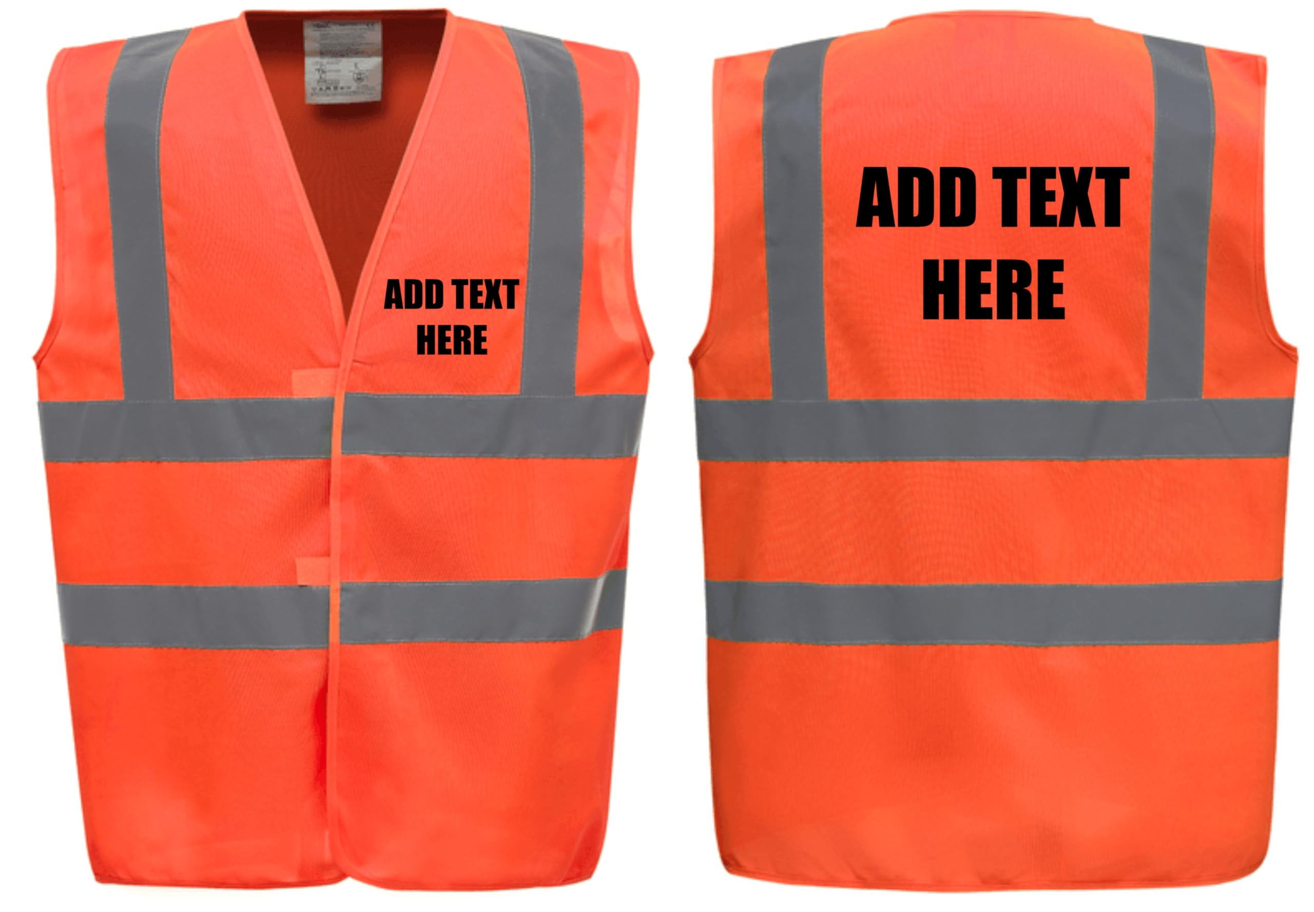 Brook Hi Vis, Hi Vis Safety Vest Custom Printed Personalised High Viz Waistcoats, Add Your Text To Front and Back, Brand Your Company Logo - Personalised High Vis Vest