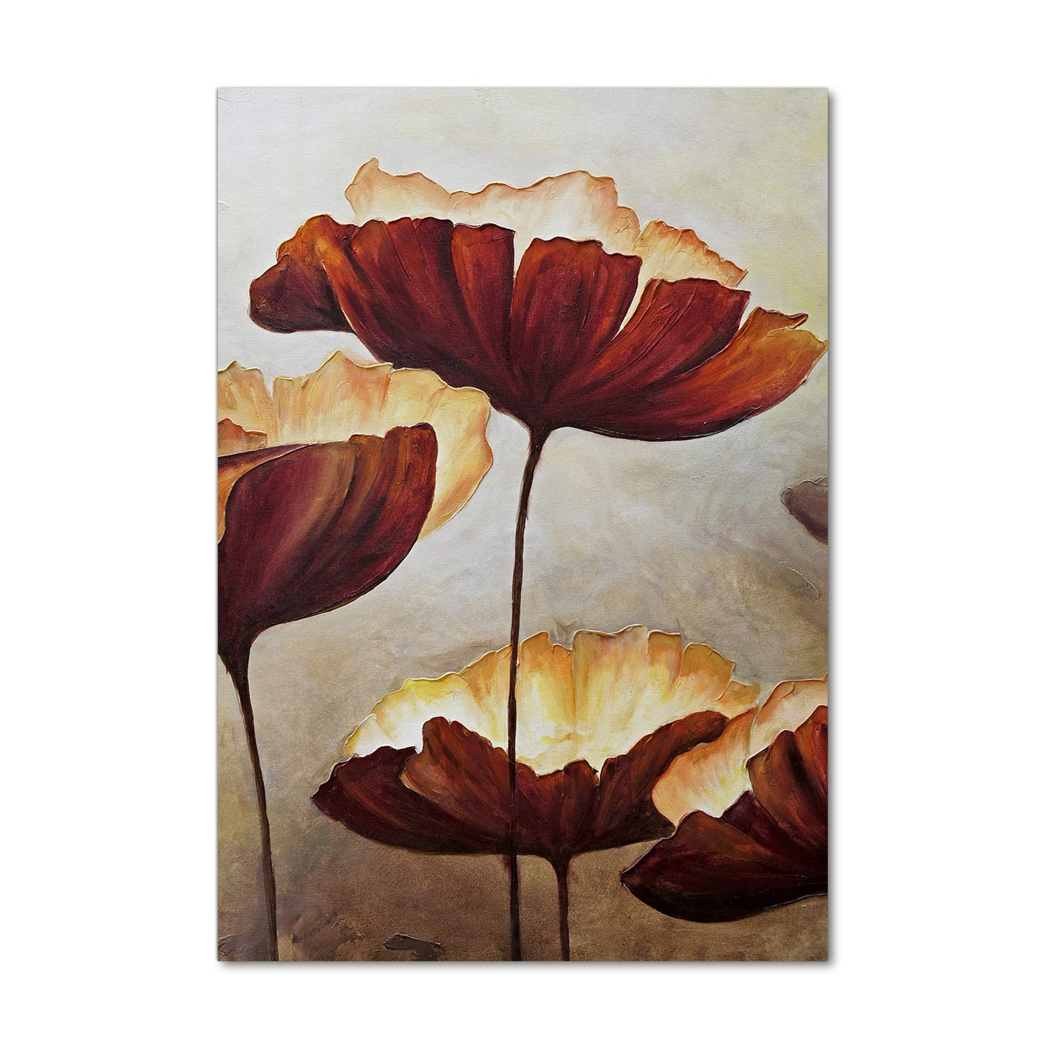 Tableau fleurs brun maki pour salon | Déco mural verre acrylique 70x100