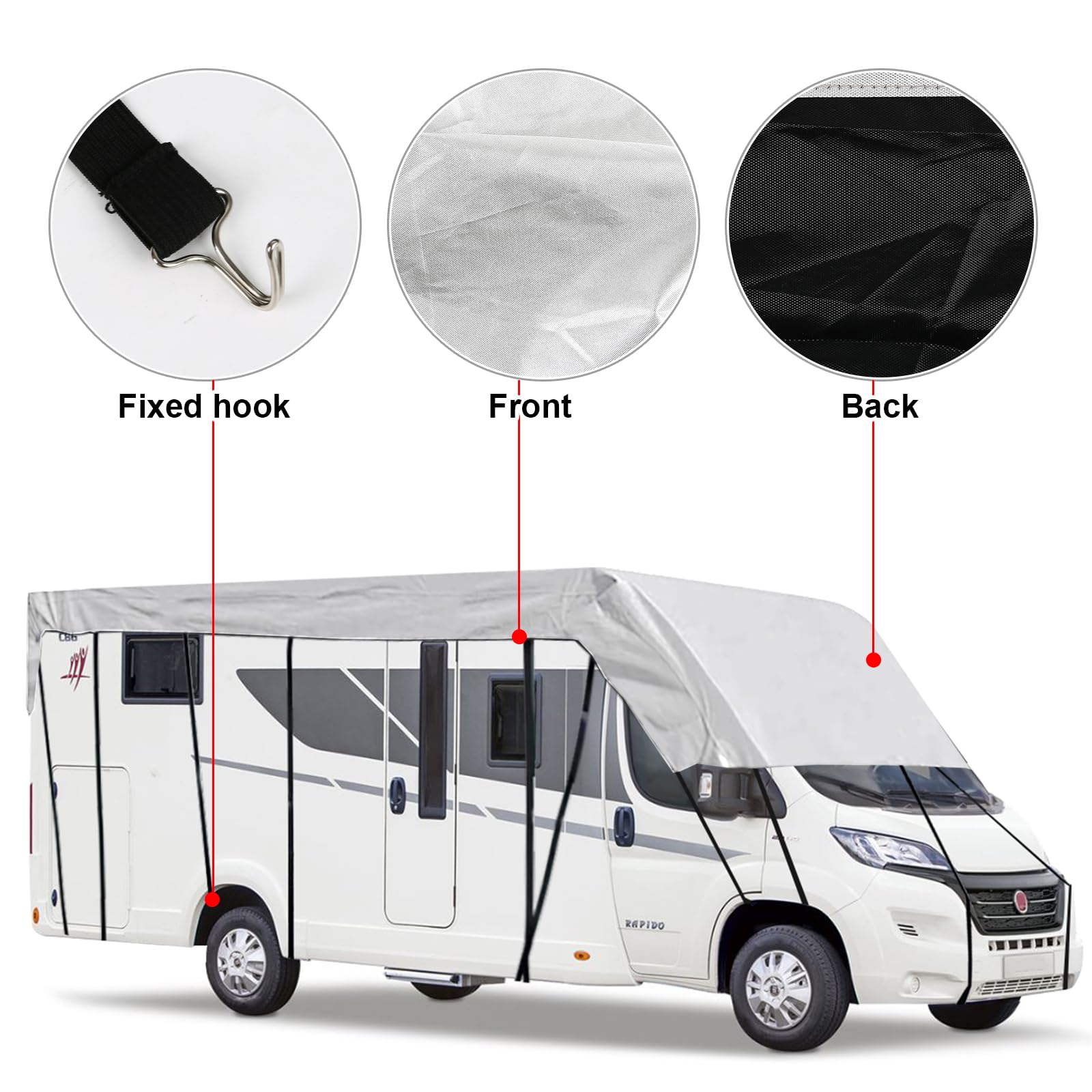 Caravan RV Dak Beschermhoes Bescherming 210D Waterdicht Met 26 Stuks Windschermgordels Voor Rv Carav