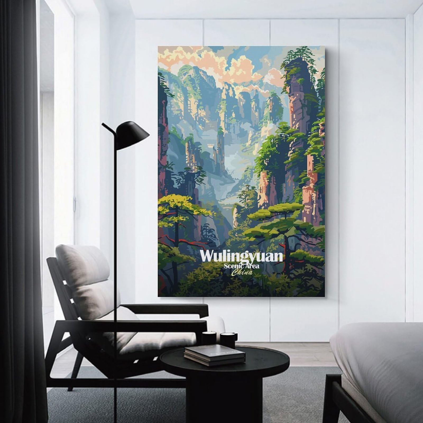 Junmoney Unframe-Style-22 Room Decor Wall Art Wulingyuan Scenic Area, China, 20X30inch(50X75cm), For Hallway, Bedroom Or Modern Interiors, Gift Idea For Housewarming And Birthdays