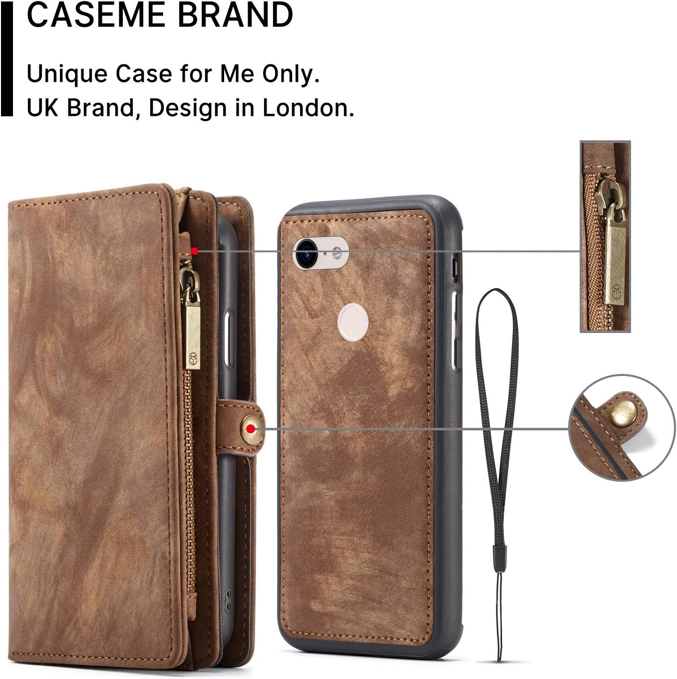 Free Shipping Over $50 Google Pixel 3A Leather Wallet Zipper Purse Detachable Card Slots Holder Flip Case Magnetic Wrist Strap Handle Shockproof Cover Pocket Wallet Handbag for Google Pixel 3A (Brown, Pixel 3A) Super Cheap π Google Pixel 3A Leather Wallet Zipper Purse Detachable Card Slots Holder Flip Case Magnetic Wrist Strap Handle Shockproof Cover Pocket Wallet Handbag for Google Pixel 3A (Brown, Pixel 3A)