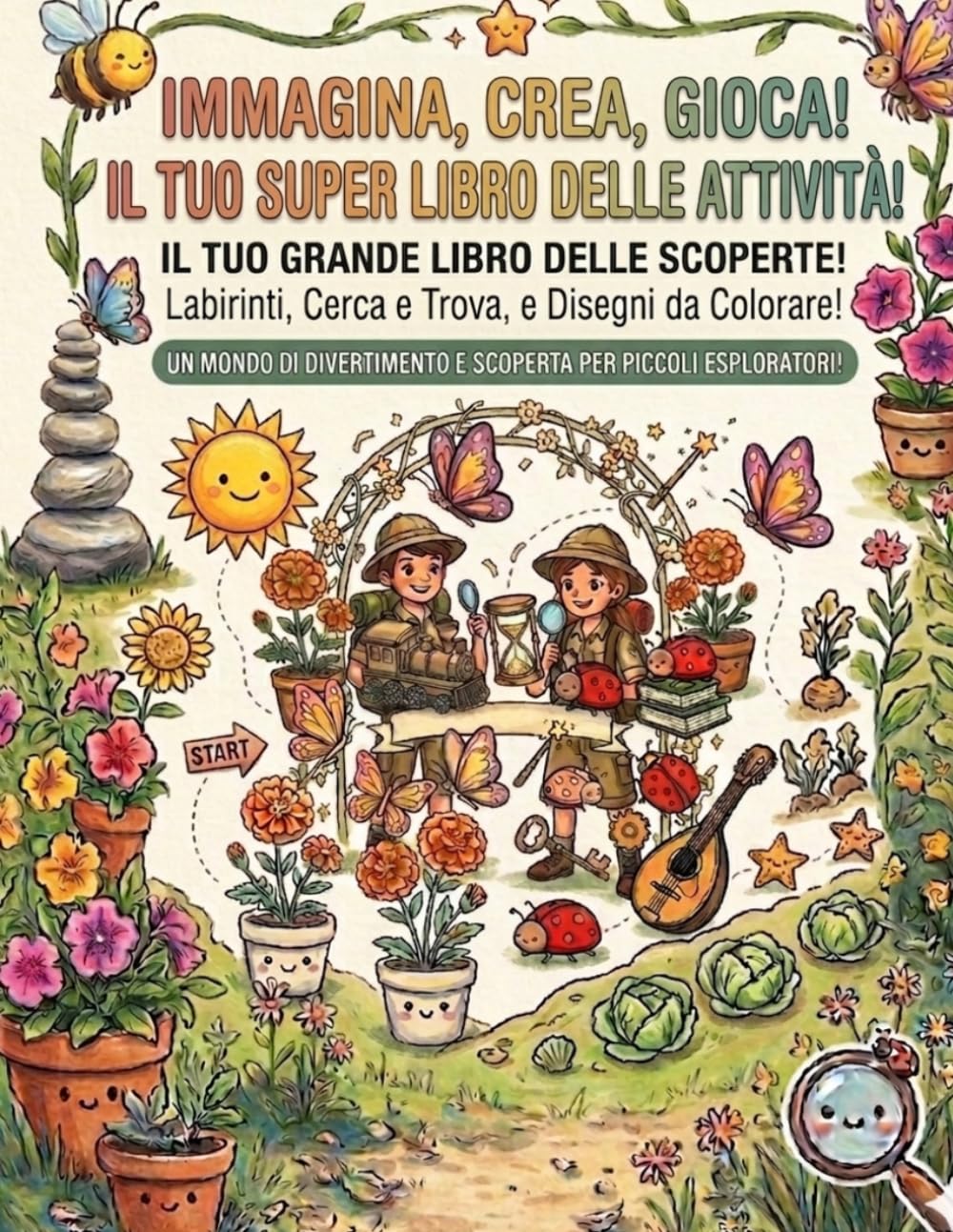 Immagina, crea, gioca! Il tuo super libro delle attività: Il tuo grande libro delle scoperte! Labirinti, cerca e trova, e disegni da colorare! Un ... e scoperta per piccoli esploratori!