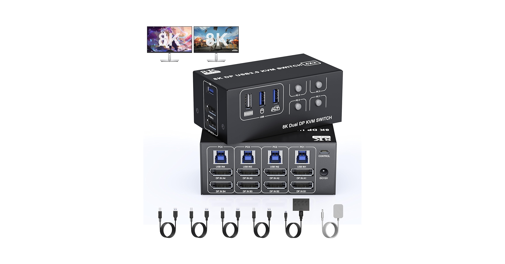 HDN-4Plus 4K対応 KVMスイッチ PC 4-Port USB 4K HDMI KVMP™ Switch (Cables included) - CS784H
