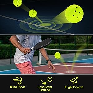 Sukeen Outdoor Pickleball Balls with Mesh Bag, 40 Holes Pickleball Balls Outdoor, High Bounce Pickle Balls for All Style Pickleball Paddles