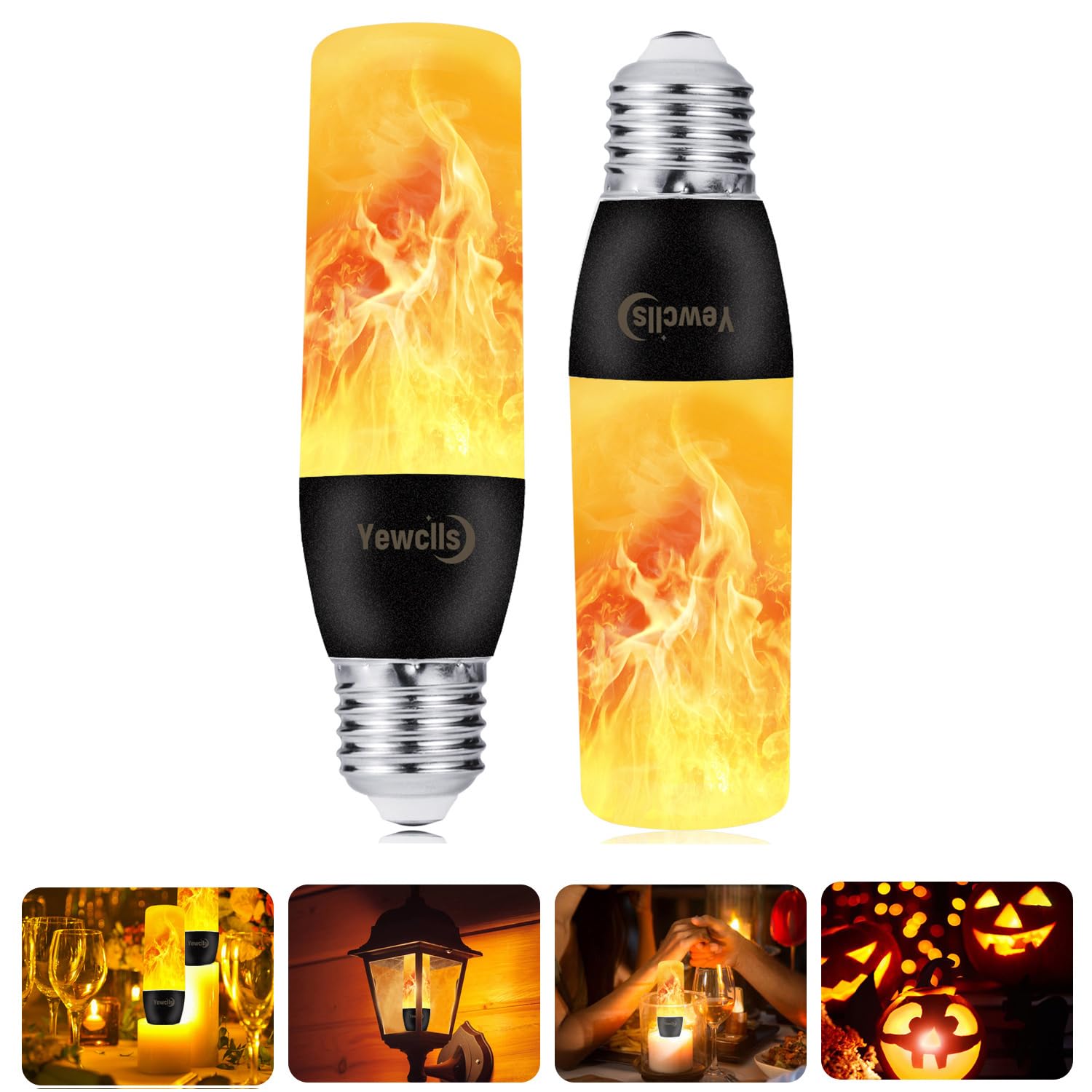 Yewclls Flammen Glühbirne E27 Flammeneffekt Licht, Flackernde Licht Effekt 3.5W LED Außenleuchte Flackerlicht für Halloween Haus Garten Bar Party Hochzeit Restaurant Valentinstag Deko