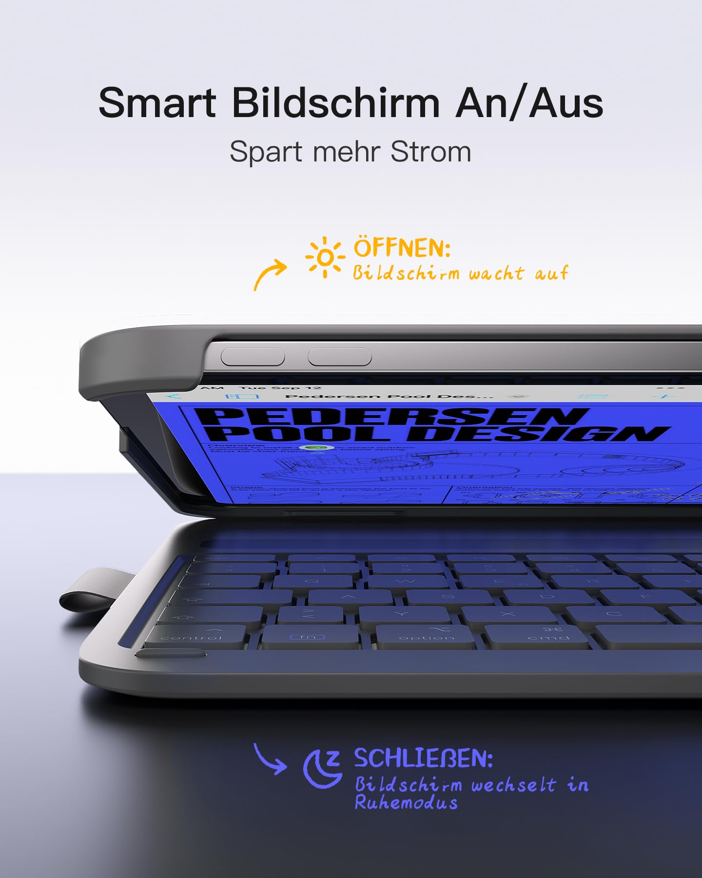 Inateck iPad 11(A16) Hülle mit Tastatur, iPad 10 Gen. Hülle mit Tastatur, für iPad Air 11" M4/ M3/M2 (2026/2025/2024),Air 5/4, Pro 11,QWERTZ,Ultraleichte Tastatur mit Stifthalter,AirTap BK2007