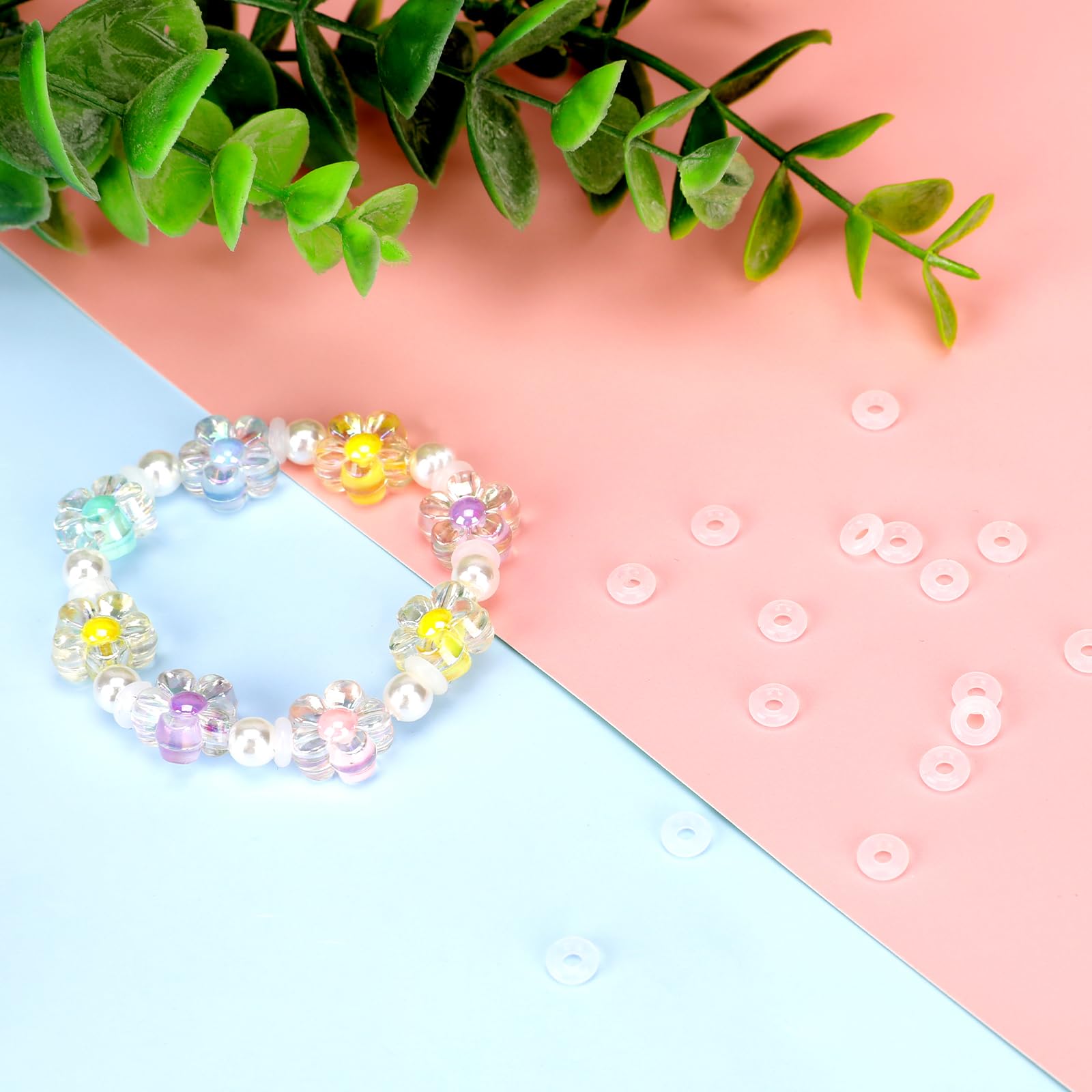 300 PCS Stopper Beads for Bracelets Beads Stopper Spacer Rubber Charm Bracelet Spacers Antiskid Locating Silicone Ring Spacer Beads Rings for Necklace DIY Jewelry Making Accessories with 1 Tweezers - Image 4