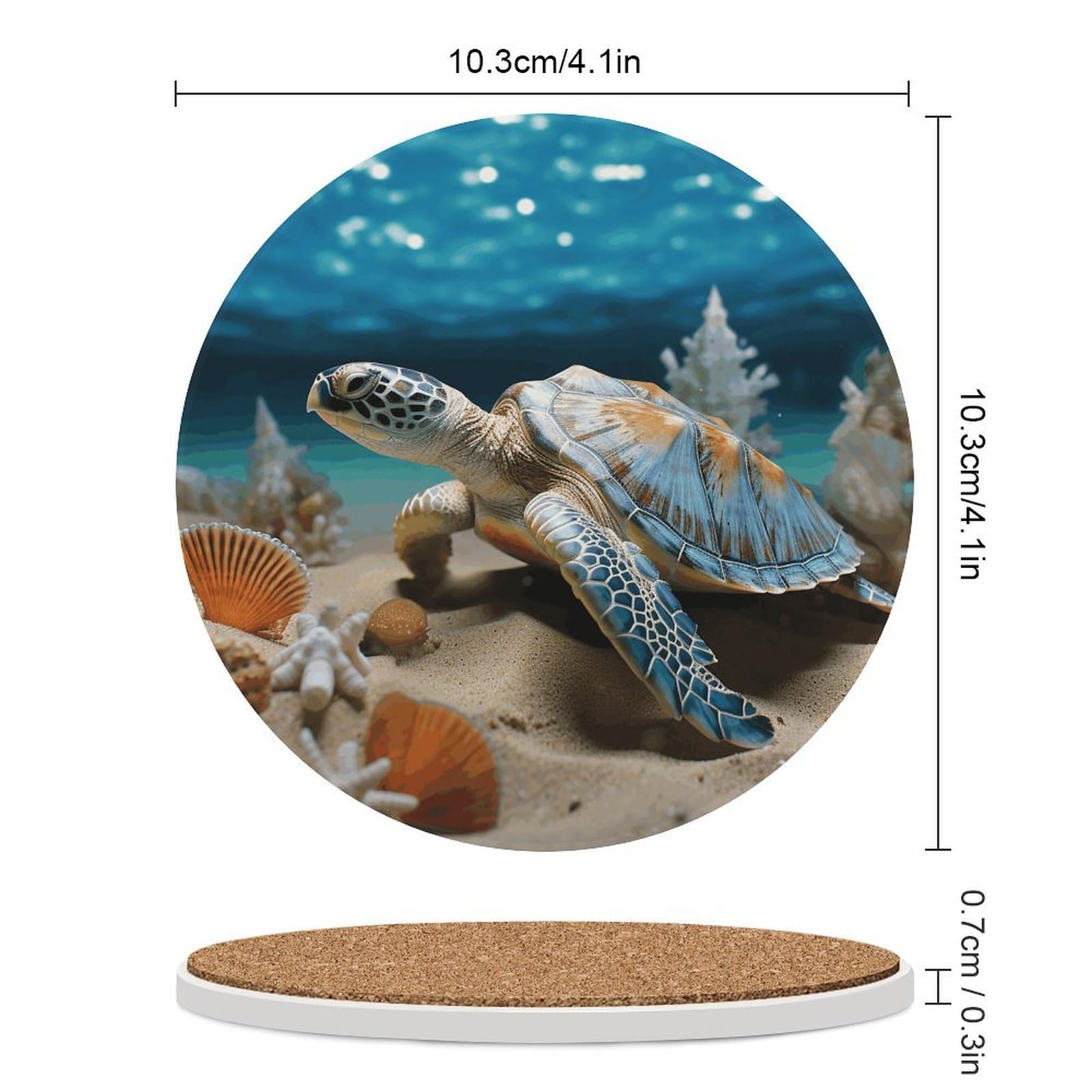Sottobicchieri in ceramica con base in sughero, per bevande fredde o calde, 10 cm