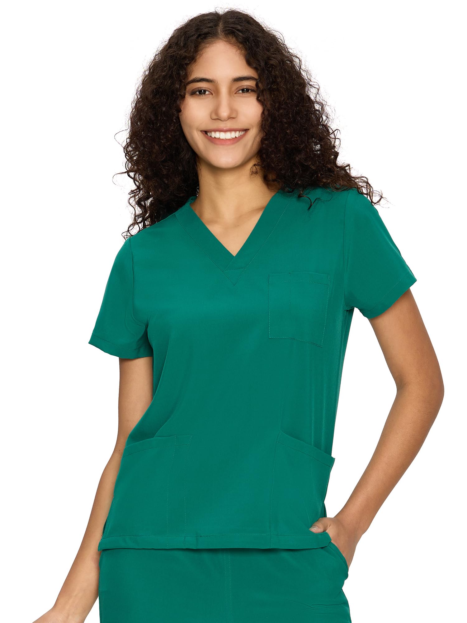COZYFIT Scrub V-Neck Tops for Women, Soft Stretch Women's Tops Easy Care with 3 Pockets