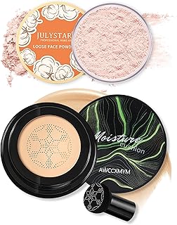 CC Cream Foundation Full Coverage Foundation + Pink Setting Powder Matte Nude Natural Soft Concealer Brighten Moisturizing Long Lasting Oil Control Air Cushion Foundation Makeup Base Kit For Flawless Skin (Natural + Pink Complexion)