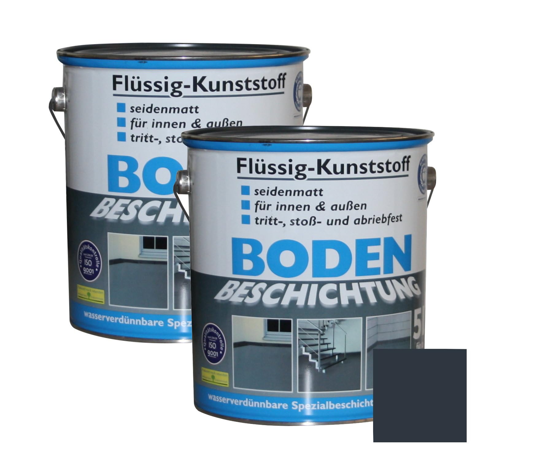 Dynamic24 10 Liter Flüssig Kunststoff 2x 5L Acryl Bodenbeschichtung 100m² Betonfarbe Beton Beschichtung (Anthrazitgrau)