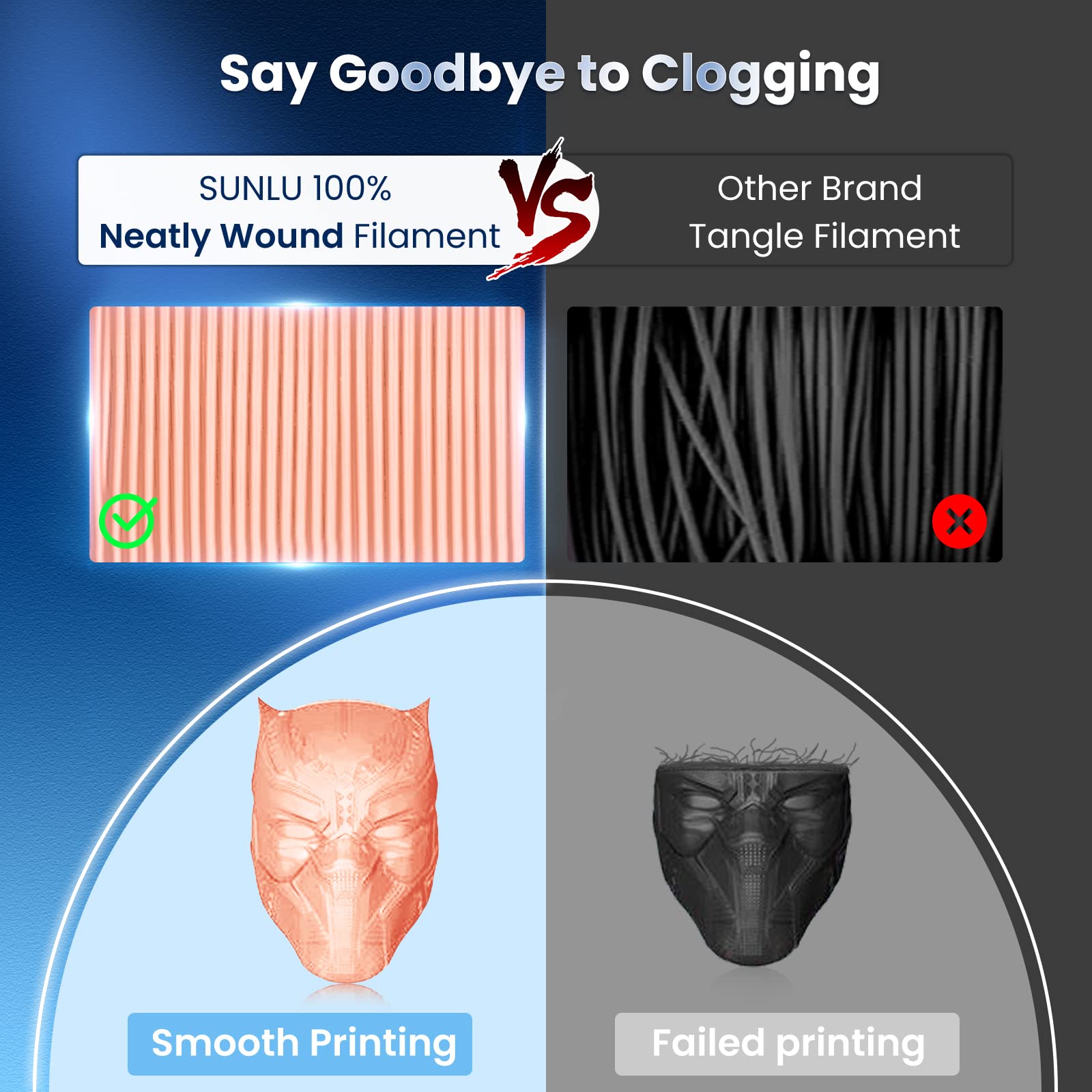 SUNLU Filamento PLA+ 1.75 mm per Stampante 3D e Penne 3D, Filamento PLA Plus 1KG,Neatly Wound, Precisione di Tolleranza del Filamento +/- 0.02 mm (Skin)