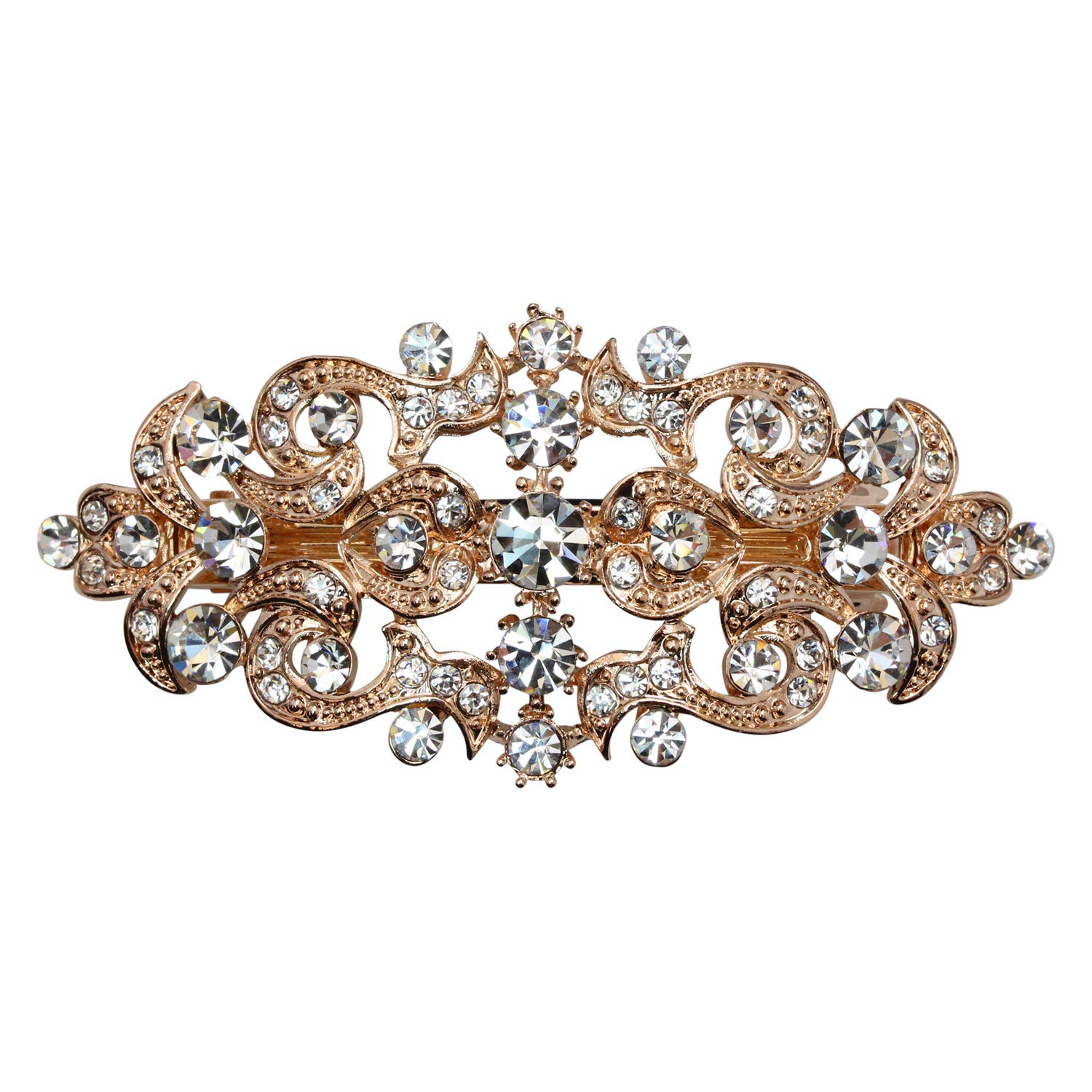 Faship Gorgeous Clear Crystal Floral Hair Barrette Clip