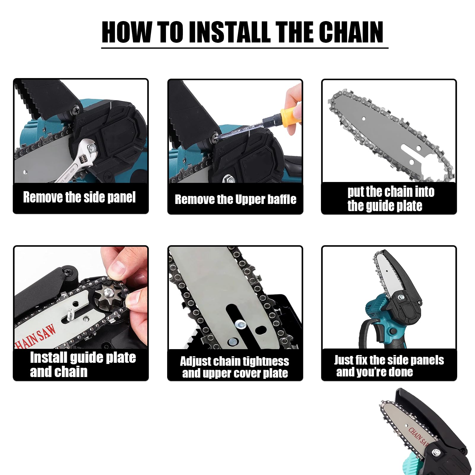 WIRSHO 5 Pieces 4 Inch Mini Chainsaw Chain, 4" - 28DL - Image 2