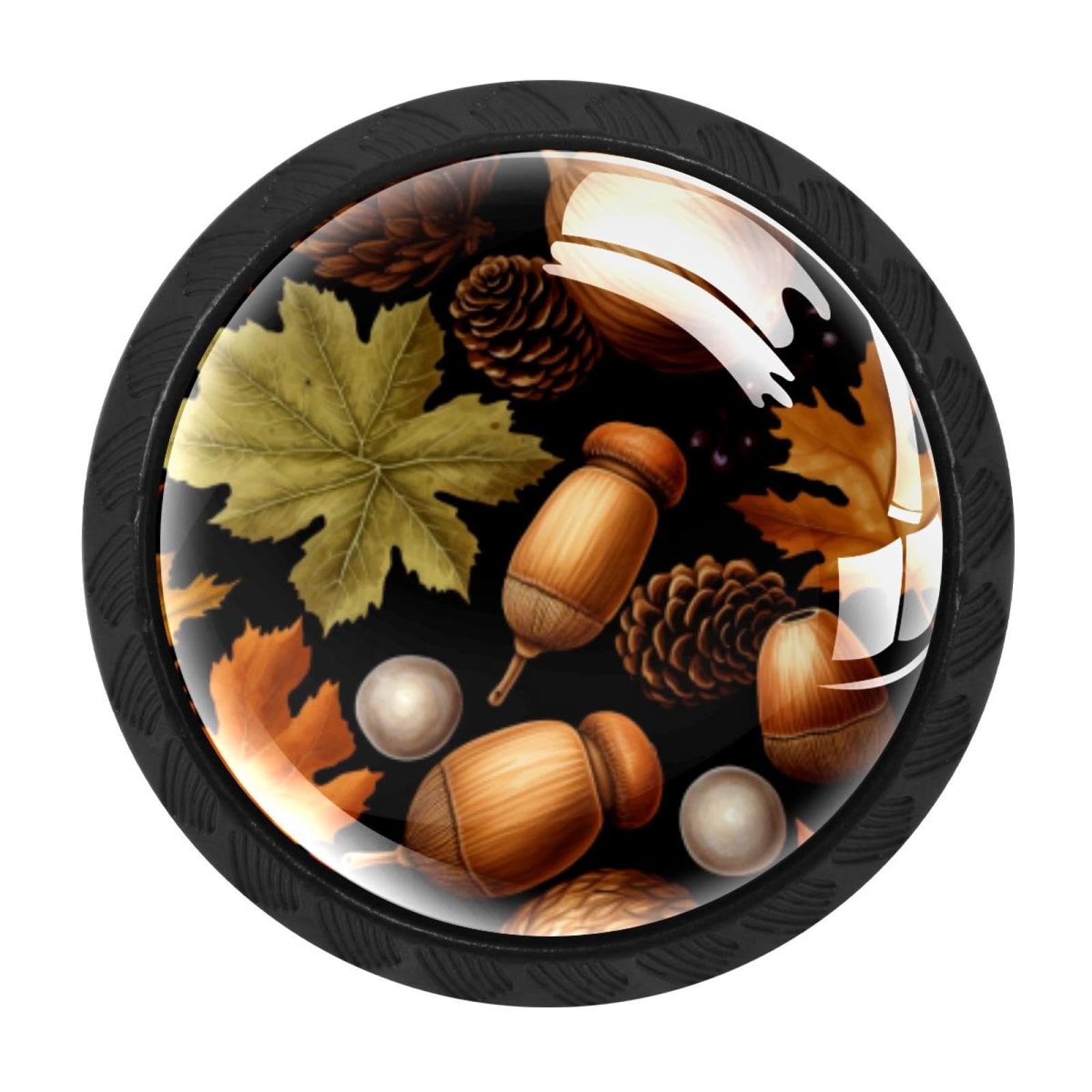 CHENZZZZ 4 Pieces Thanksgiving Acorn Kitchen Cabinet Knobs Drawer Knobs Dresser Knobs Black Knobs Drawer Pulls Dresser Drawer Handles Knobs for Dresser Drawers