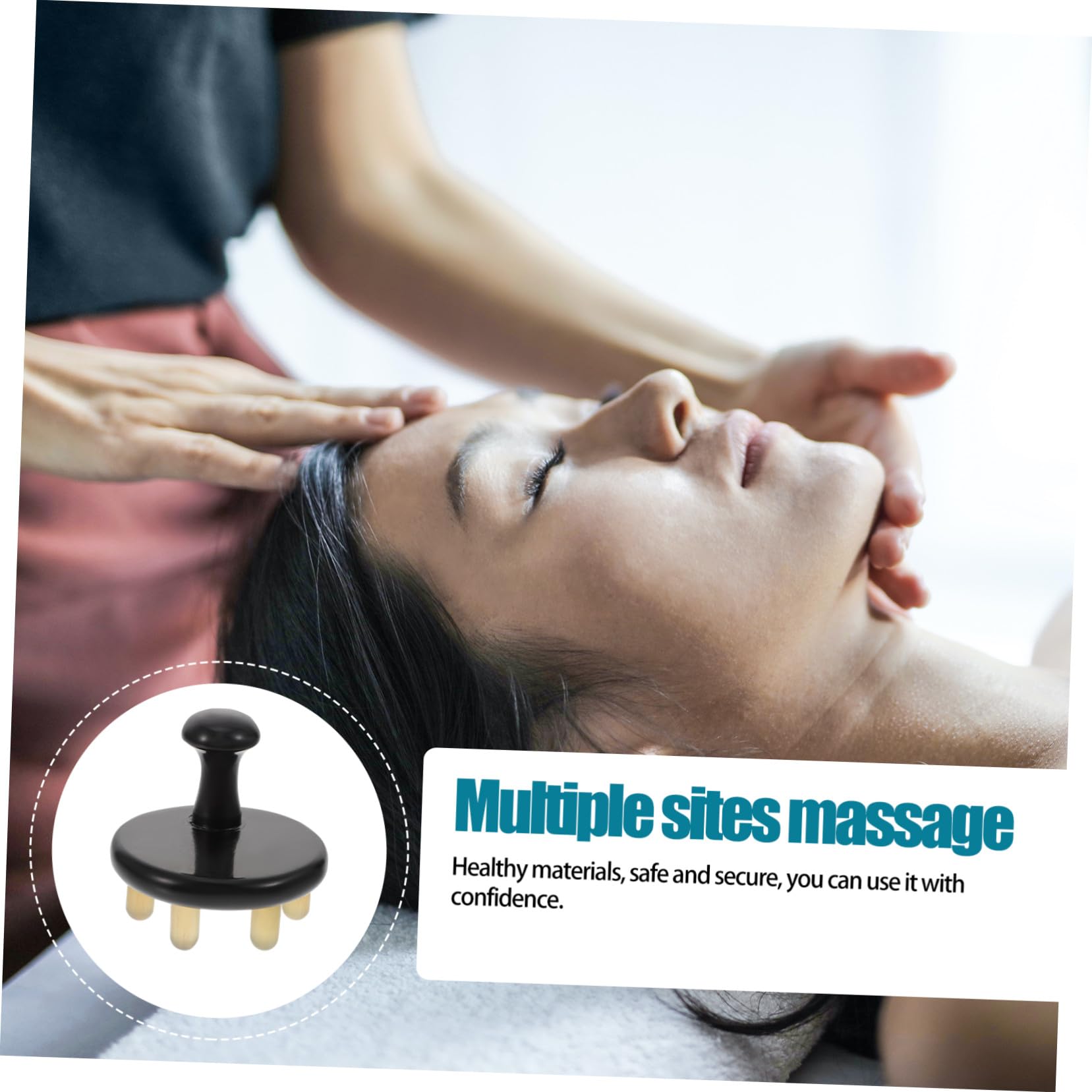 Kopfhautmassagekamm aus Ochsenhorn mit Glatter Oberfläche und Mehreren Massagezonen für Senioren