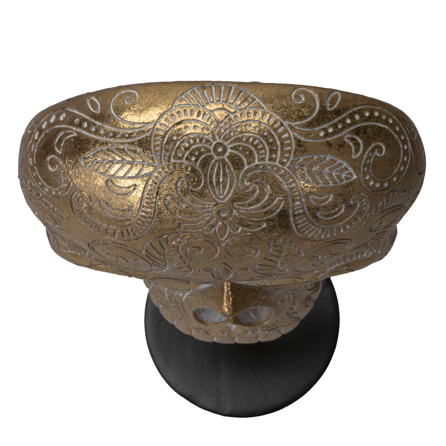 Pacific Giftware Totenkopf Maske auf Metall Ständer goldfarben | Figur Totenschädel Skull