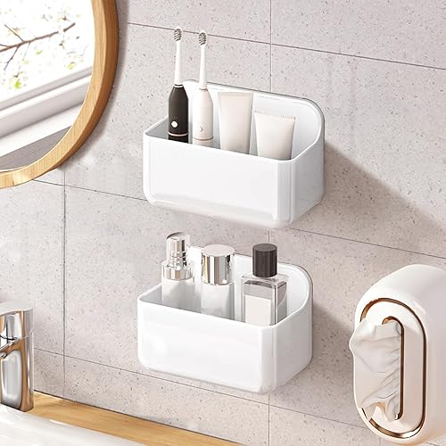 Miniatura 11 de Diesisa Organizador de Montaje en Pared de Acrílico de 2 Piezas, Organizador Adhesivo para Puerta de Gabinete, Estantes de Baño Acrílicos