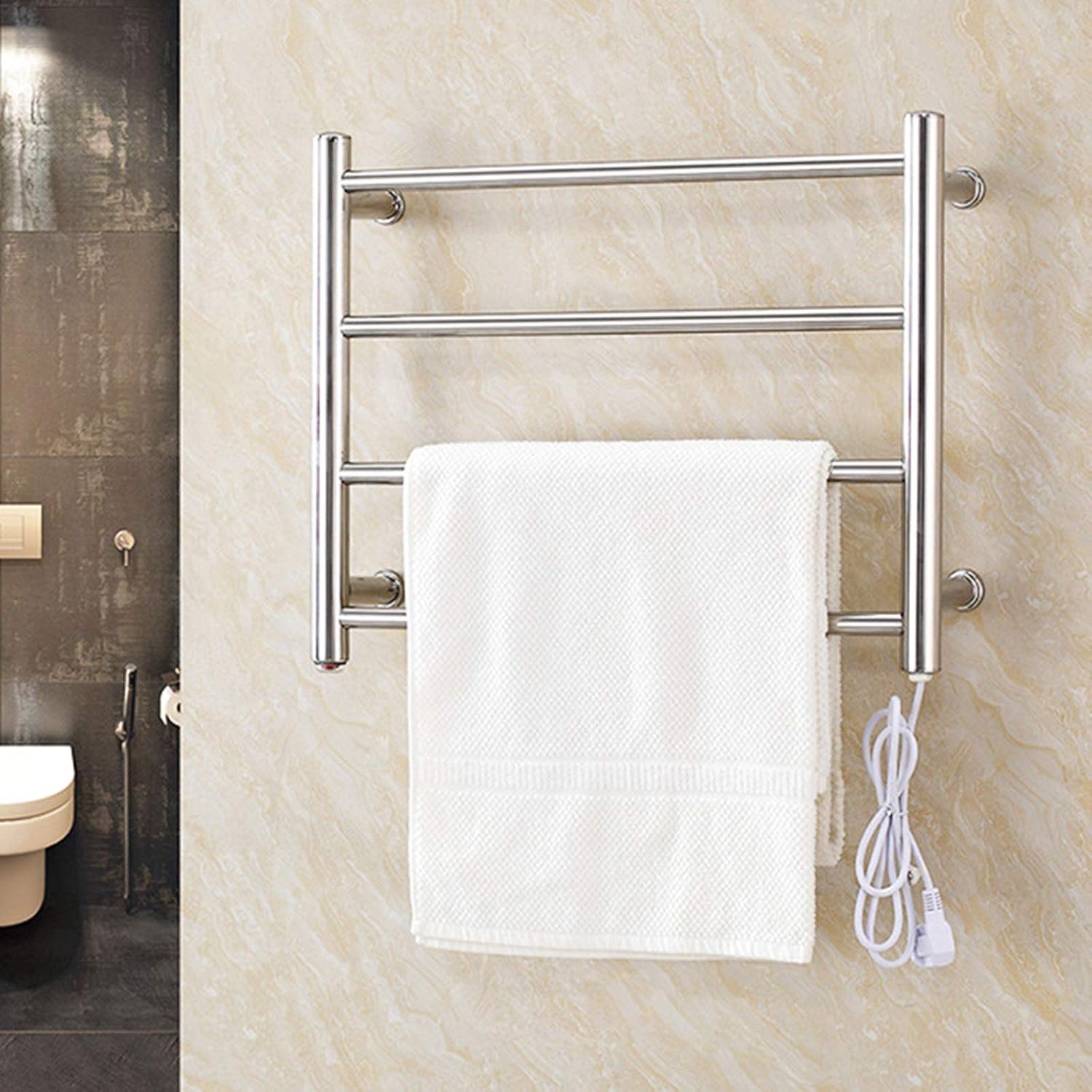 Hot Towel Warmer for Bath Plug-in Heated Drying Rack Straight Bars Mirror Polish Wall Mounted Design Towel Hanger