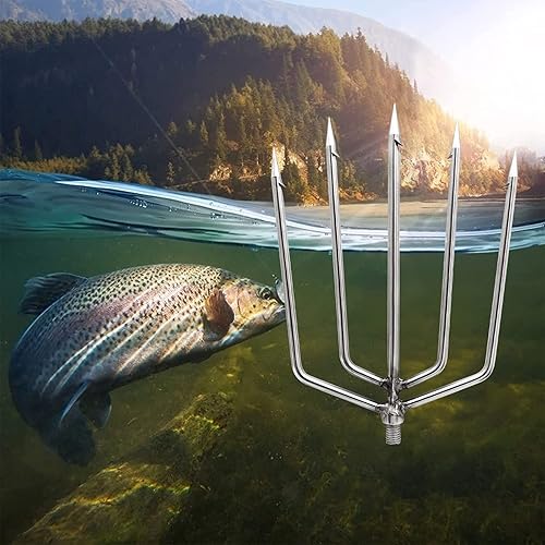 Miniatura 7 de Arpón de pesca, de acero inoxidable, lanza de púas de aleación de aluminio, con tornillo de 0.315 in para pesca al aire libre, aterrizaje de rana de