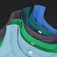 Vista 5 de GEMBERA Camiseta sin mangas para mujer, cuello alto, casual, básica, de algodón, acanalada, ajustada