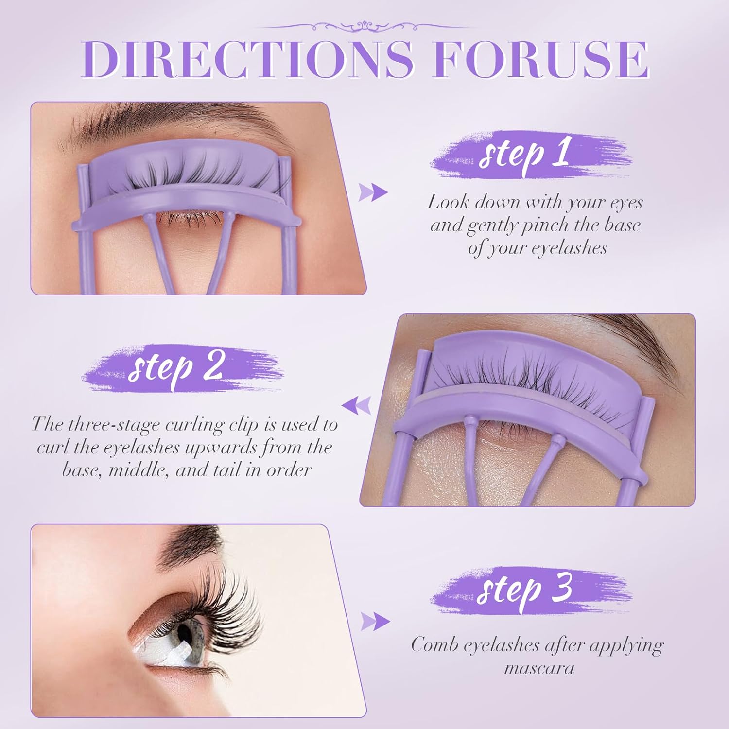Eyelash Curler with Pads, Lash Curler with 10 Extra Silicone Replacement Pads, Comfortable Grip for Effortless Curling – Eyelashes for The Perfect Eye Contour (Hyacinth Purple) - Image 5