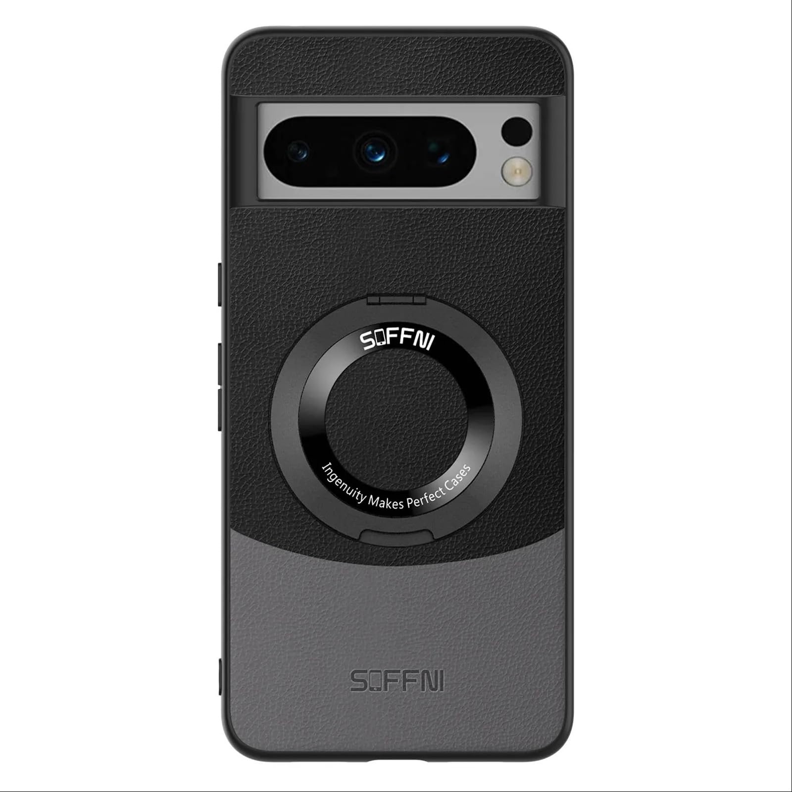 MILLION CASES® Back Cover Case for Google Pixel 8 Soft TPU Shockproof Protective Premium Contrast Leather Magnetic Ring Case(Black) (B0D546MZ2Q) Amazon Price History, Amazon Price Tracker