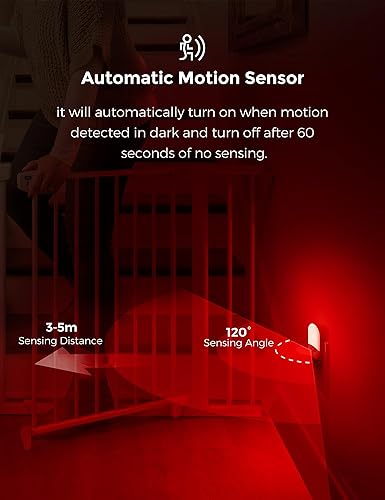 Miniatura 4 de L LOHAS LED Luz nocturna roja enchufable, luz nocturna con sensor para niños, luz nocturna roja, luces nocturnas brillantes para baño, pasillo,