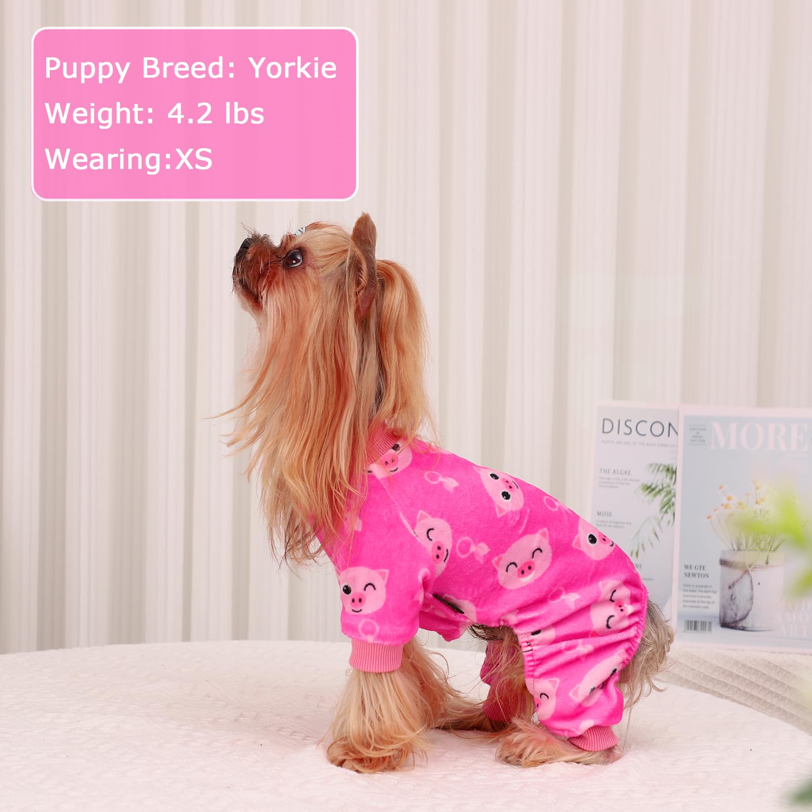 Zunea Small Dog Pajamas – 4-Leg Cotton Jumpsuit, Animal Print, Lightweight For Yorkie Chihuahua - View #6