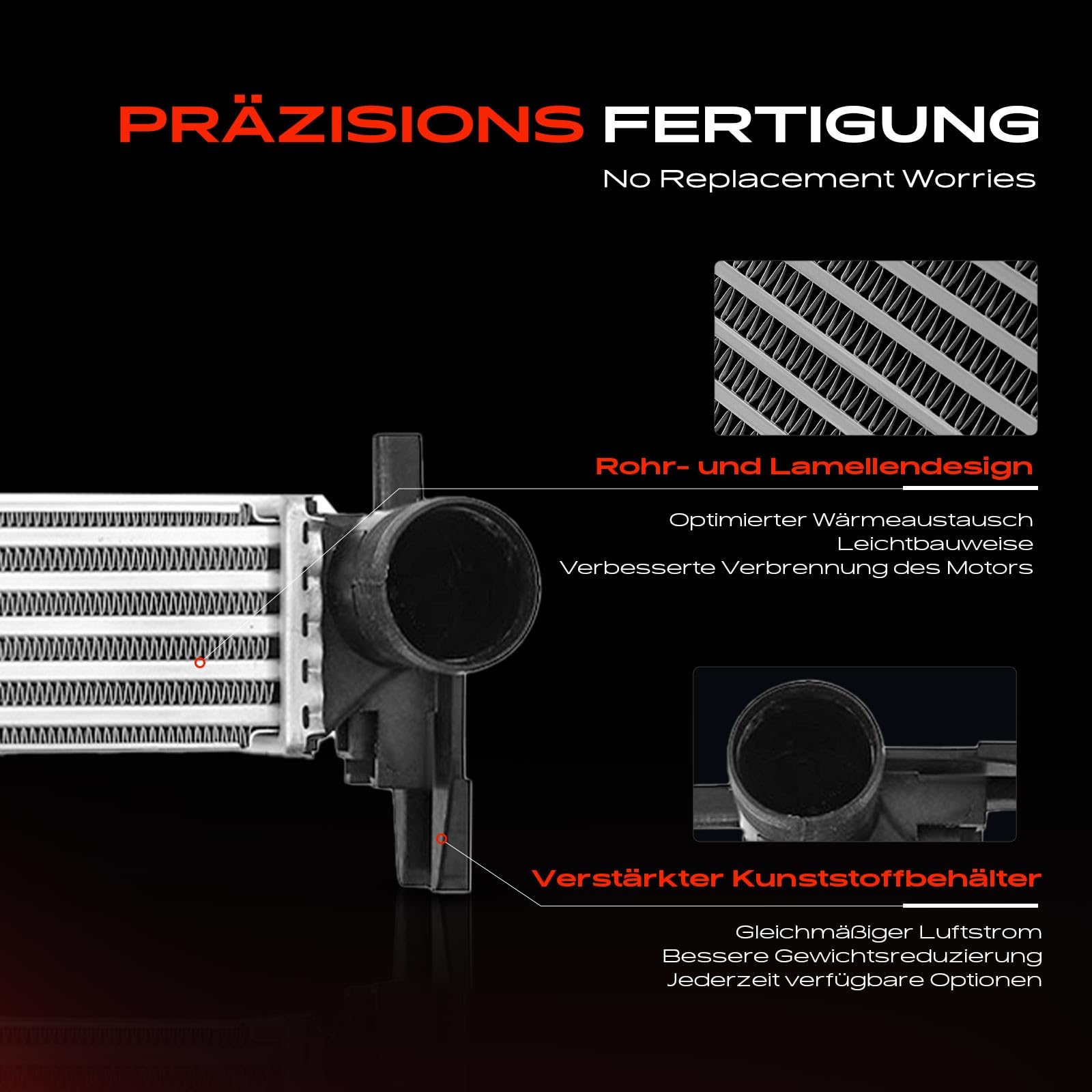 Frankberg Ladeluftkühler Kompatibel mit A1 8X 2010-2015 Ibiza IV 6J 6P 2008-2015 Toledo IV 2012-2015 Fabia II 2010-2015 Polo 2009-Heute Replace# 6R0145805
