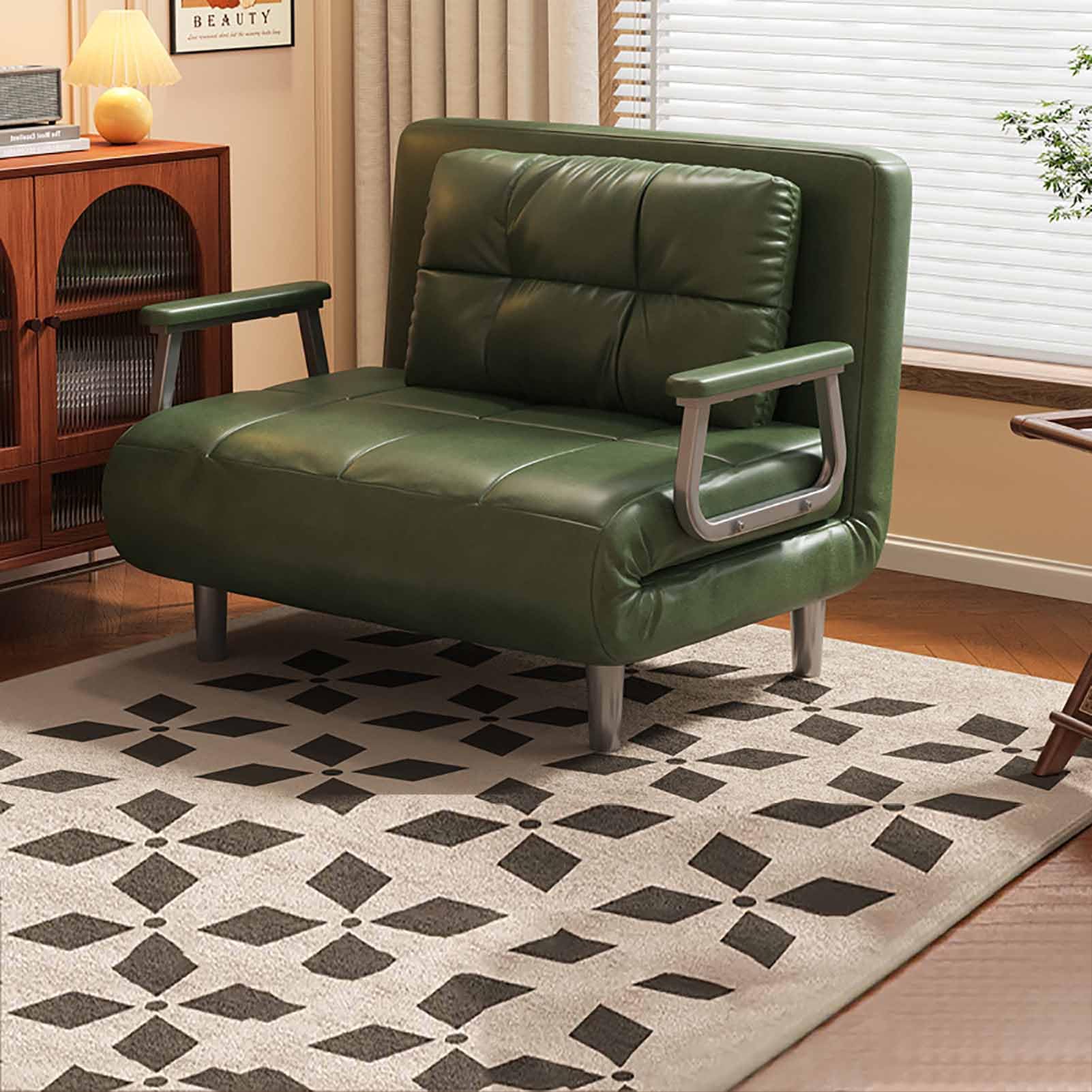Ledersofa Schlafsofa 3-in-1 mit Bettfunktion,Komfortable Schlafcouch