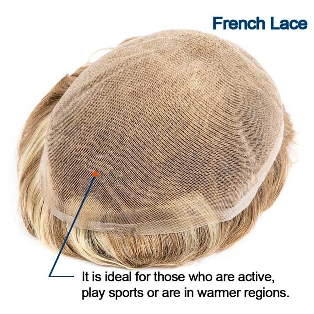 Tupecik męski Peruka męska French Lace Hair System dla mężczyzn Blond włosy Pełna koronka peruka męskie Trwała proteza kapilarna w magazynie Treski