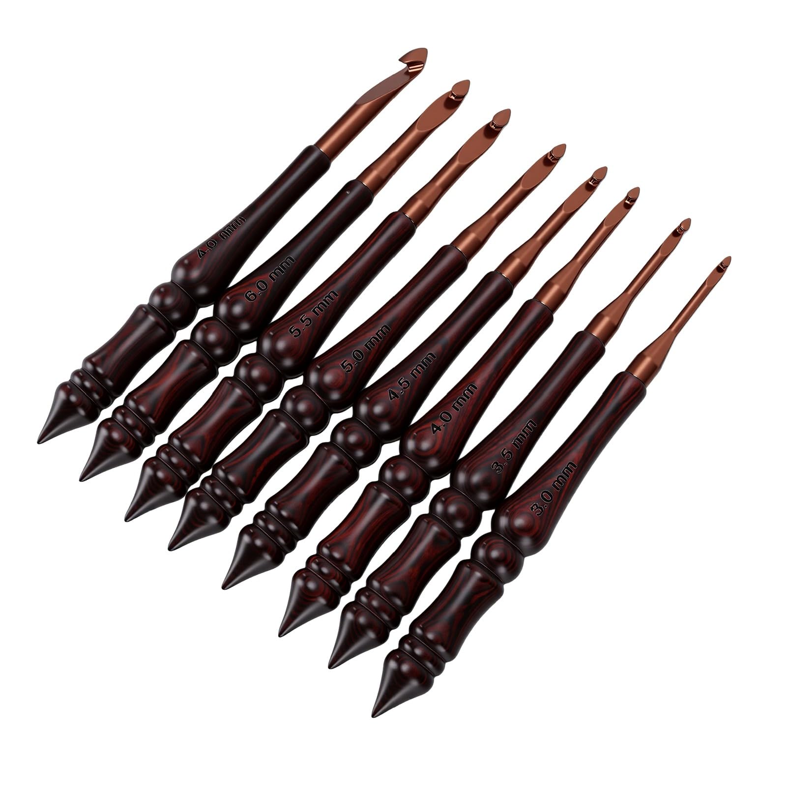 OEBUAFI Zestaw Szydełek 8 Sztuk, 3mm-7mm Ergonomiczny Drewniany Uchwyt