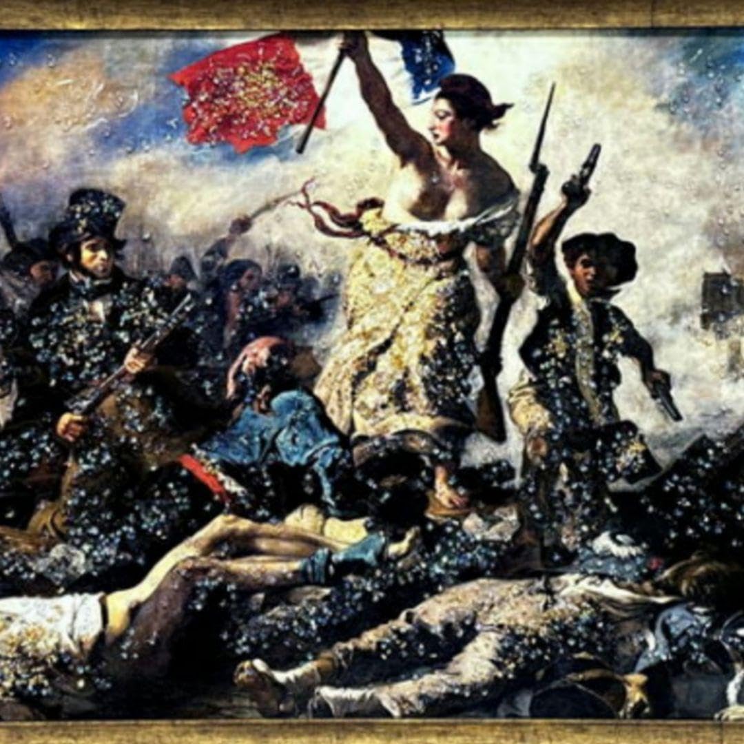輸入雑貨 天然石 『フランス民衆を導く自由の女神』 水晶絵 クリスタルアート 輸入雑貨天然石『フランス民衆を導く自由の女神』水晶絵