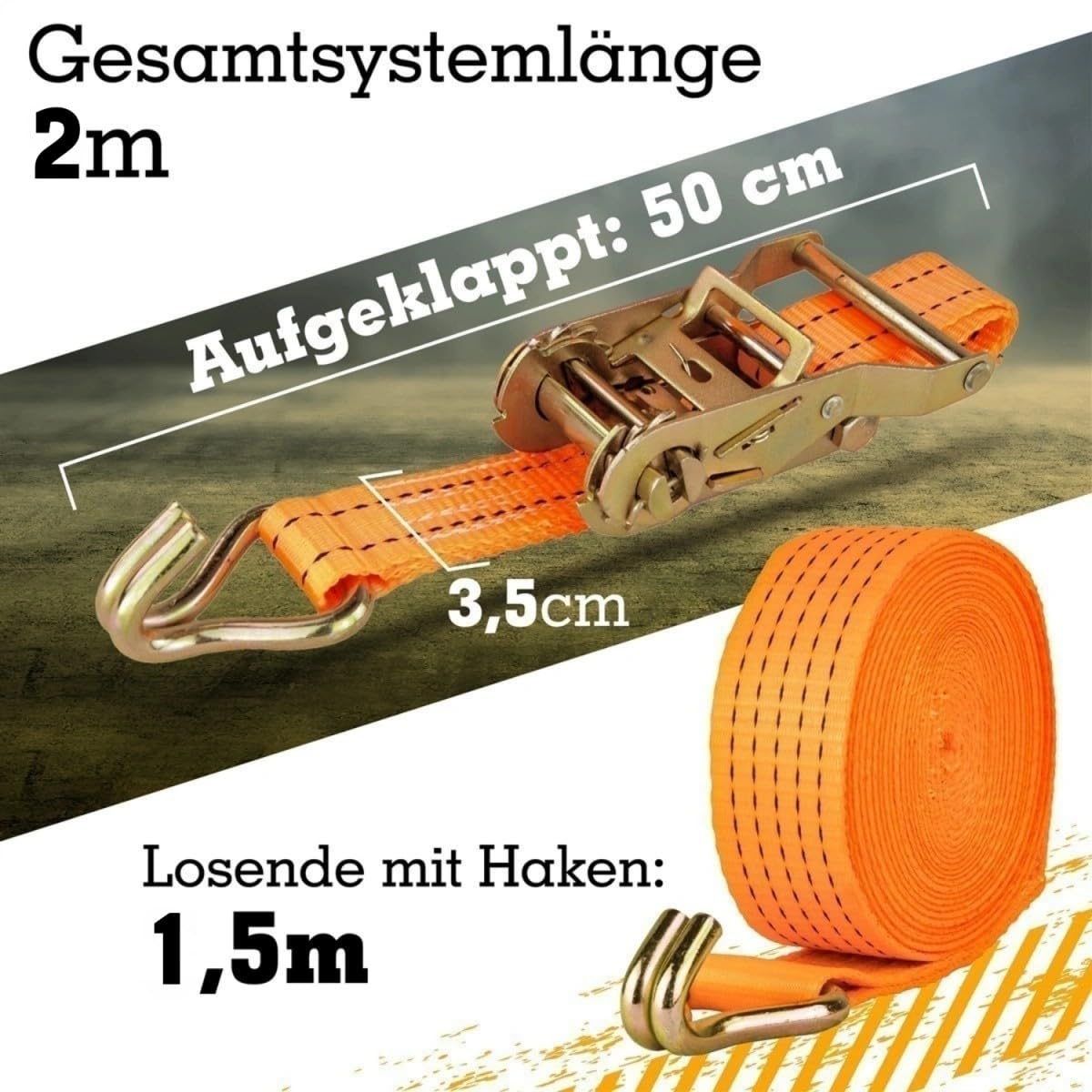 Safetytex Spanngurt 2t mit Ratsche, Zurrgurt 35 mm x 2 m, 2-teilig 10 Stück | Transportgurt mit Ratsche und Spitzhaken, Perfekt für sichere Ladungssicherung an Anhänger, Pkw und Lkw
