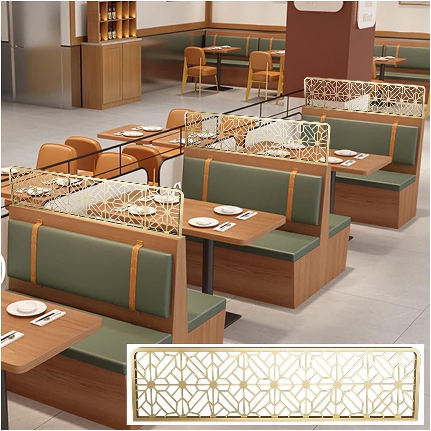 Dividers for Dining Areas Decorative Partitions Fence Restaurant Fence Screen Countertop Divider Restaurant Table Top Separator (Color : Gold, Size : 110cm)