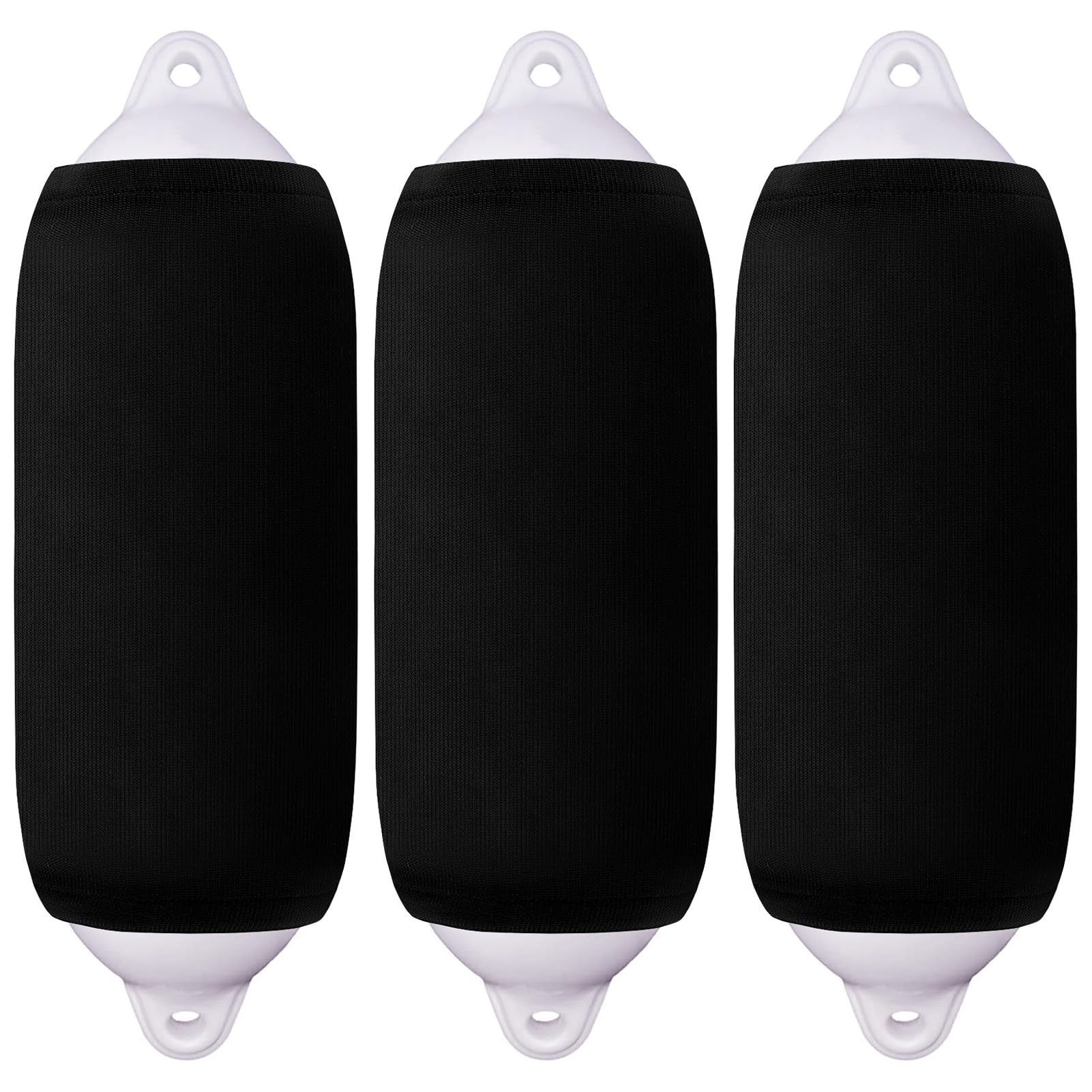 XMK Boat Fender Covers for Taylor Made Big B Center Rope Tube Boat Bumper Fender,3-Pack Black 8" x 22" Marine Fender Covers to Protect Boat Fender w Stretch Polyester