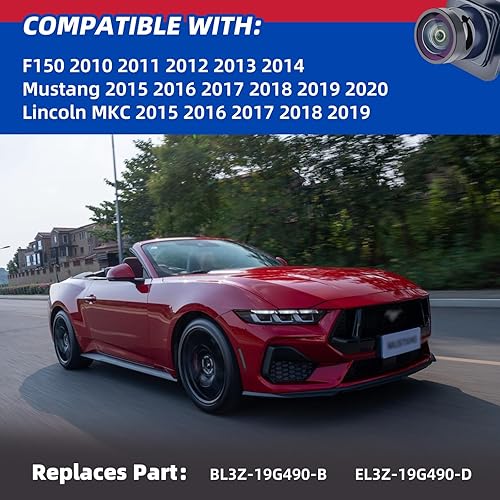 Miniatura 2 de Cámara de respaldo compatible con Ford F150 2010 2011 2012 2013 2014 Mustang 2015-2020 Lincoln MKC 2015-2019 Asistencia de estacionamiento Cámara de
