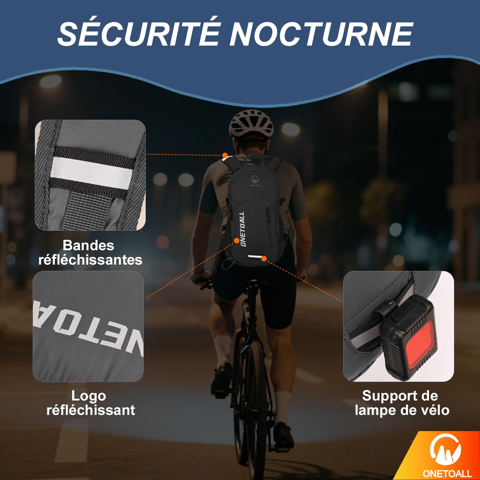 Sac à Dos Randonnée Imperméable - Sac à Dos Homme/Femme Léger et Antivol pour Rando Vélo Voyage Travail Trekking ou Usage scolaire