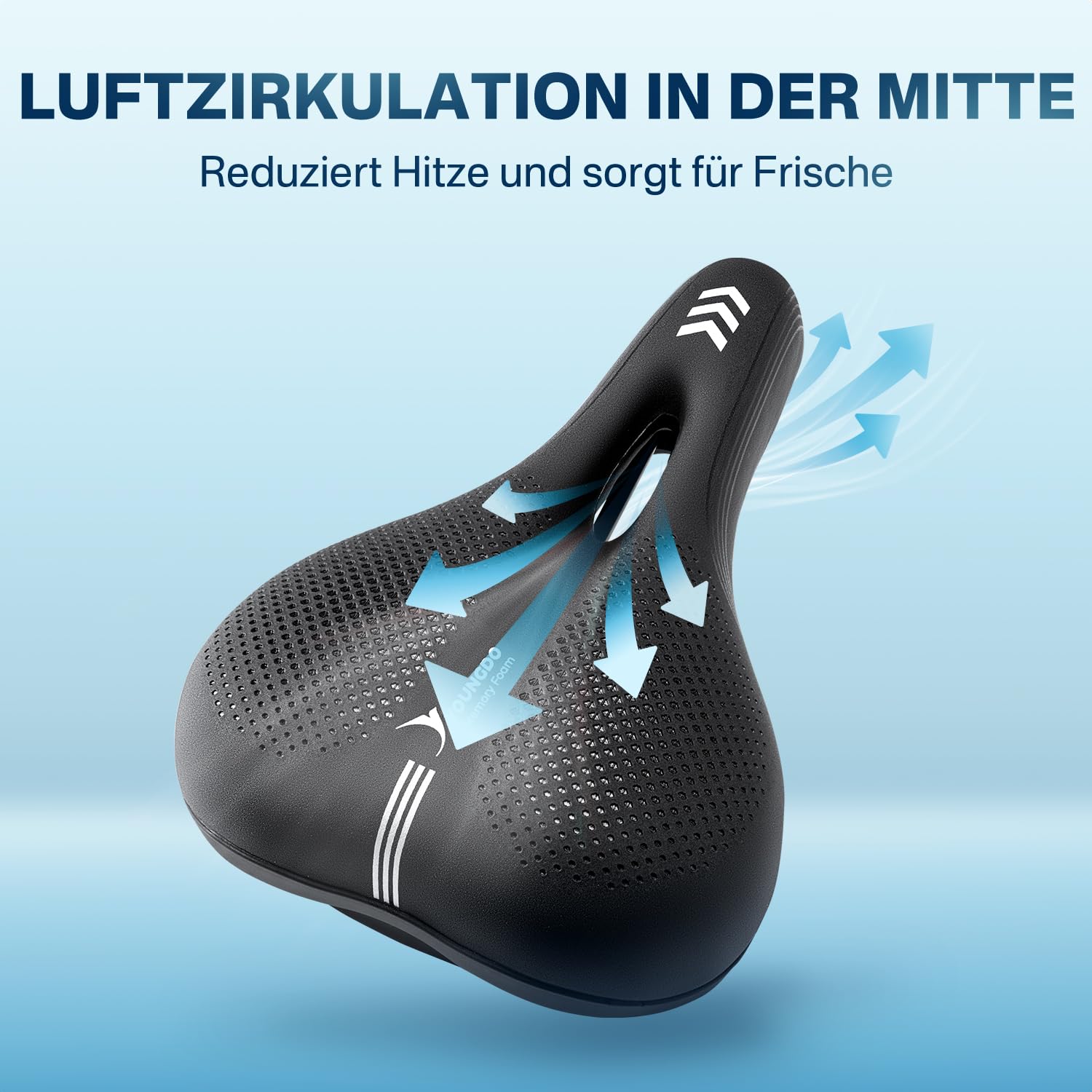 YOUNGDO Fahrradsattel, Bequemer & Ergonomischer Fahrrad Sattel, Neues Modell, Verbesserte Wasserdichtigkeit, Memory-Foam, Atmungsaktiv, Stoßdämpfend, für Herren & Damen