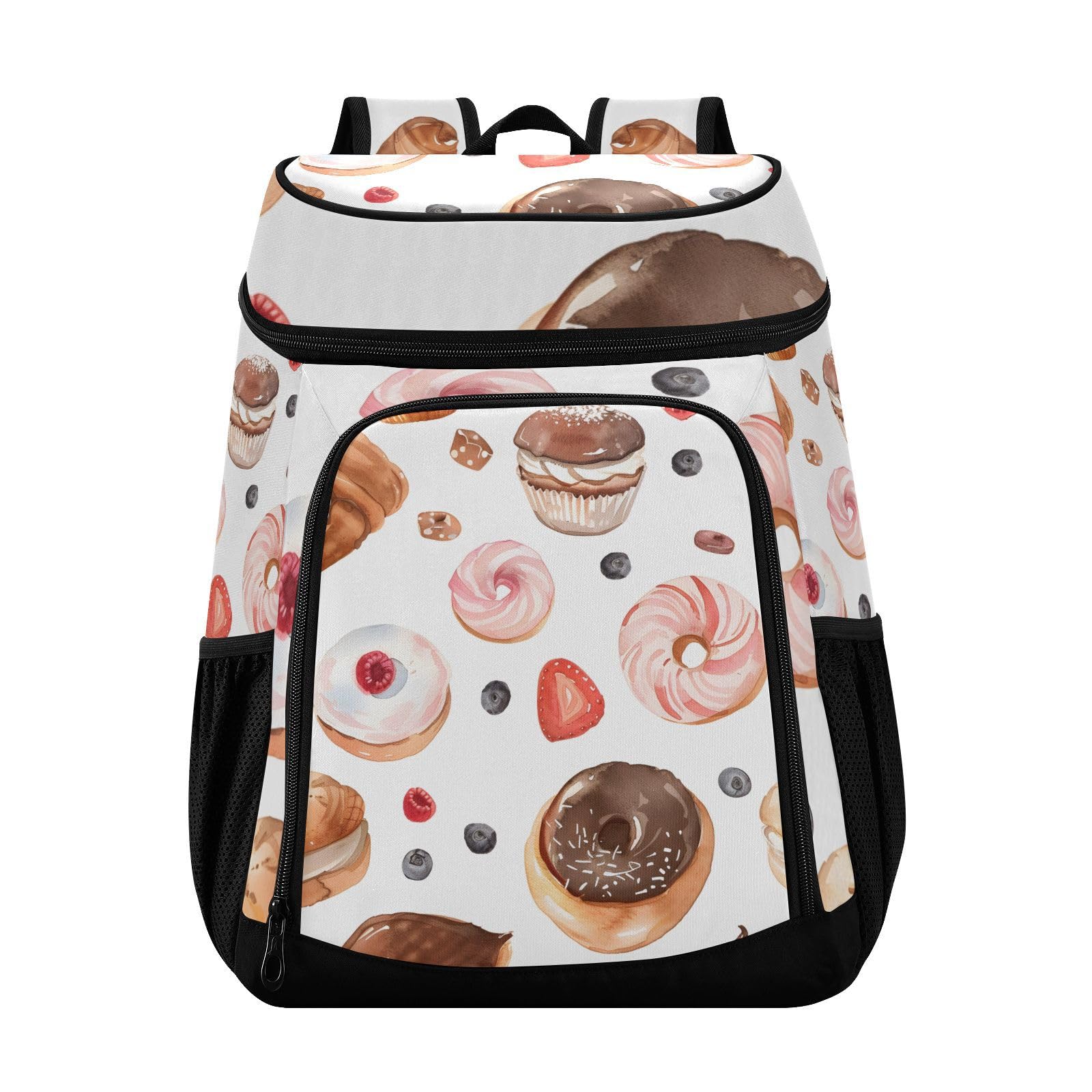 Sweet Bakery White Cooler Backpack Cooler Insulated Leak Proof Lunch Backpack 36 Cans Waterproof Soft for Men Women Picnic Hiking Camping Beach