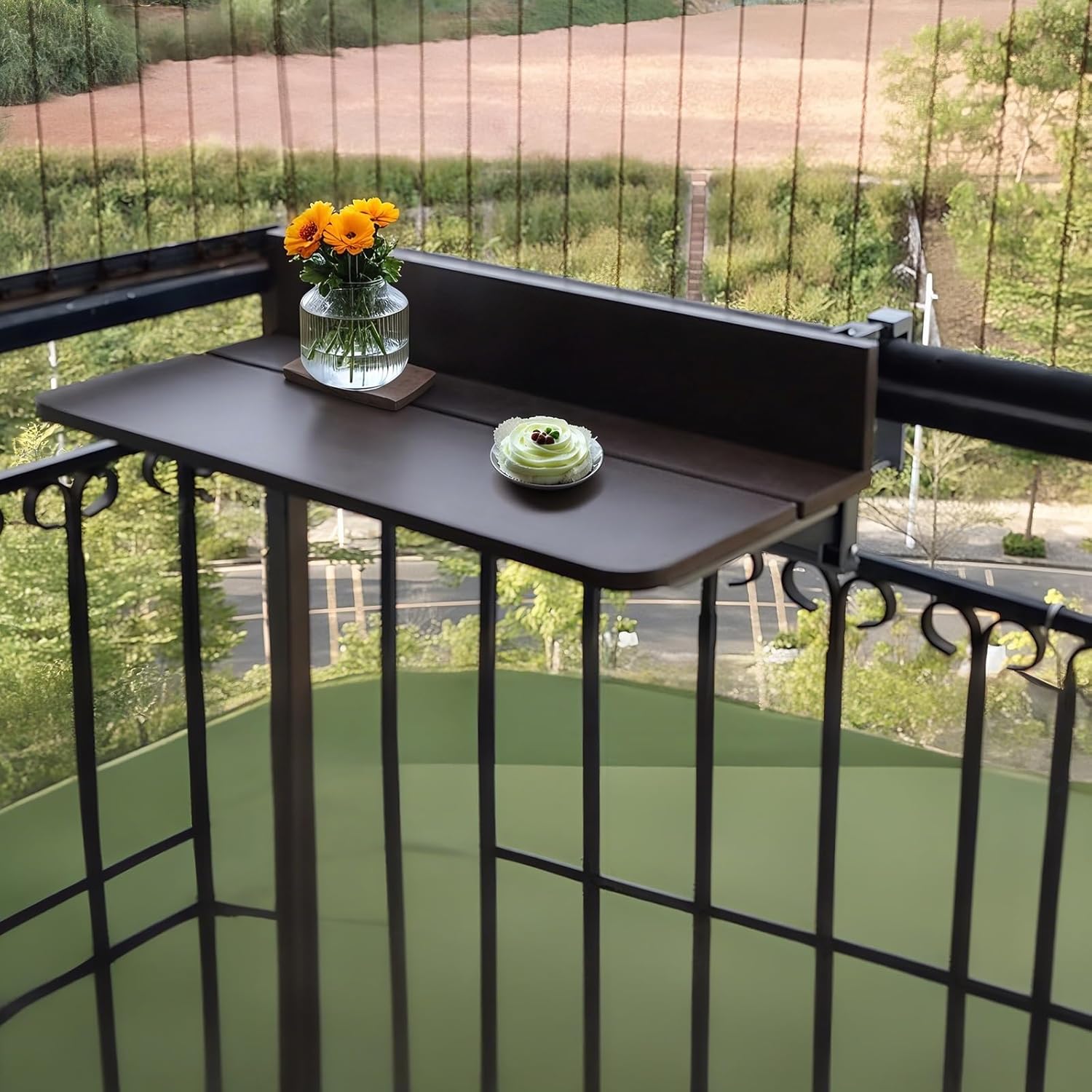 Folding Balcony Table with Retractable Shelves, Adjustable Space-Saving Bar Table, Wall-Mounted Dining Table for Small Balconies, Compact Outdoor Furniture (31.4 * 10.6 in)