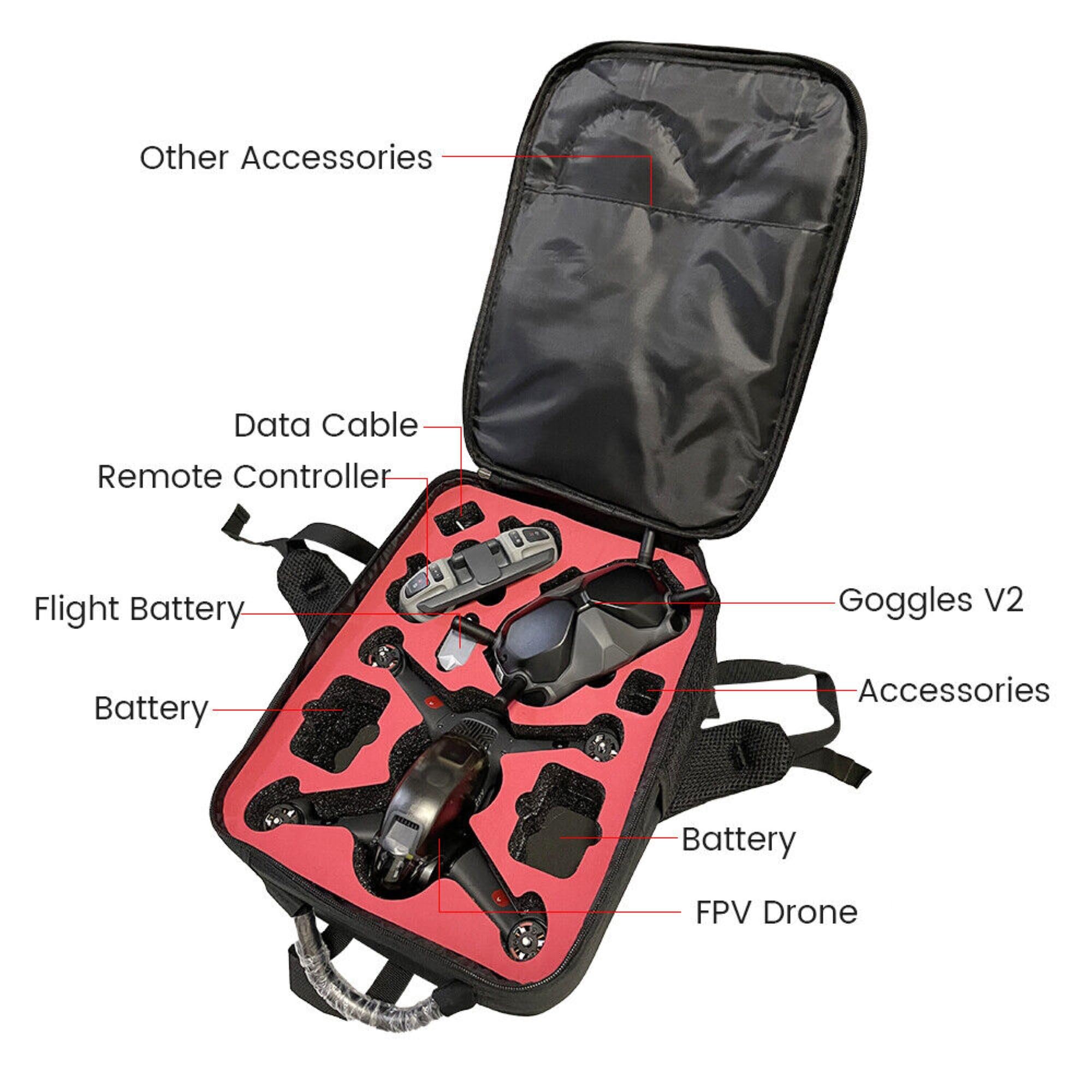 Carrying Case for DJI FPV Racing Drone - Can Hold Goggles, Motion Controller, Joystick, Propellors, Tablet Holder, Accessories Travel Portable Protective Bag : Double Layer Backpack-5 Years Warranty