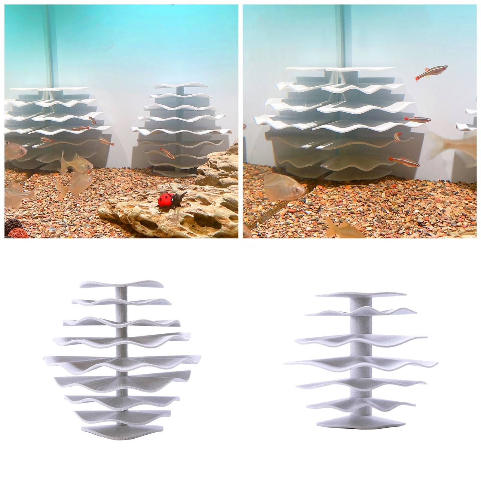 PANGBOER Fishtanks Eckunterstand Plattform für sichere Zucht und Verstecke, mehrstöckige Aquarien, Landschaftsumgebung für Garnelen, Fischaquarien, Eckunterstand