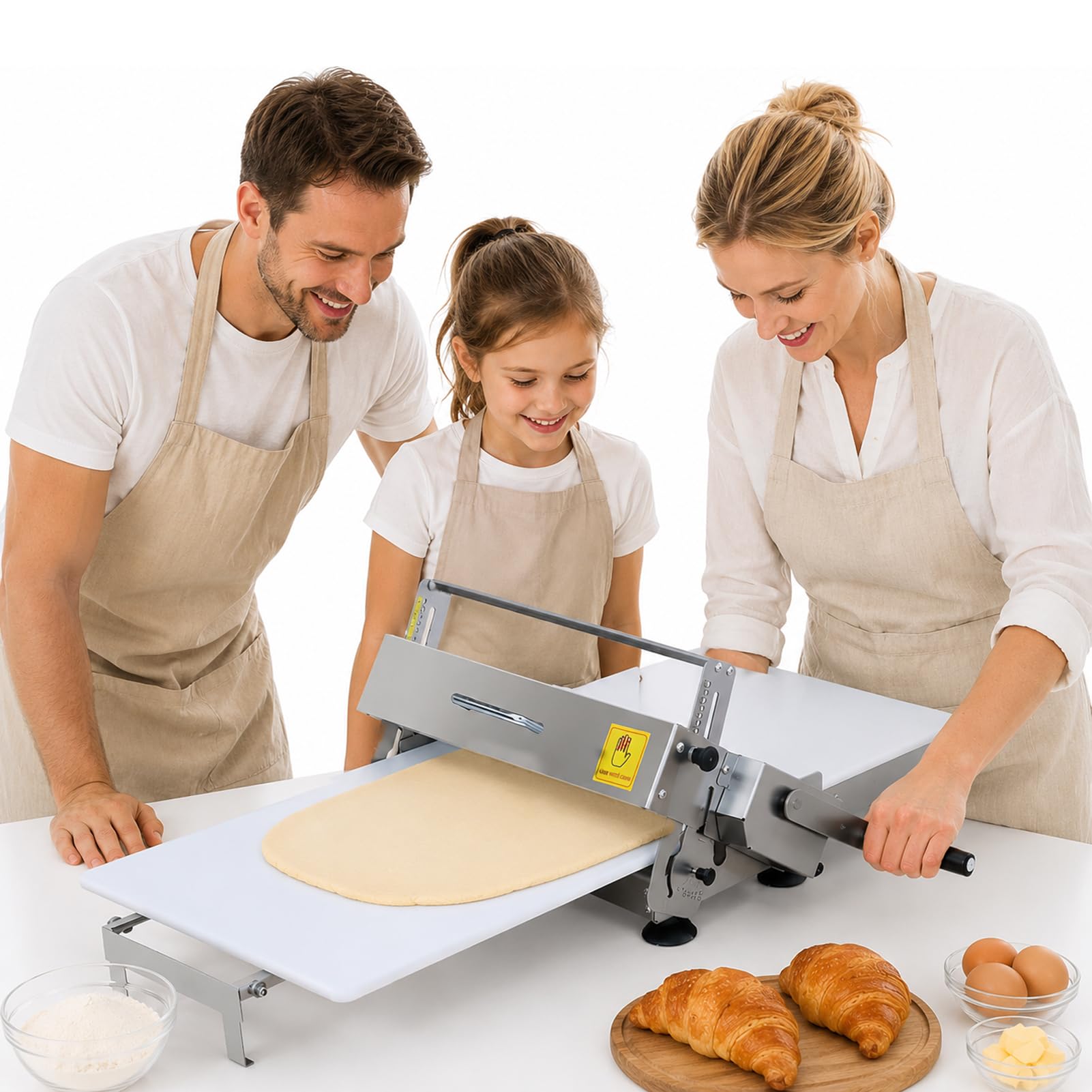 Huachorial Dough Sheeter – Foldable Pastry Rolling Machine with Adjustable Thickness 0.5–25mm, Ideal for Pizza, Croissant, Pasta, Fondant, Commercial Use, Includes Sheeter Board